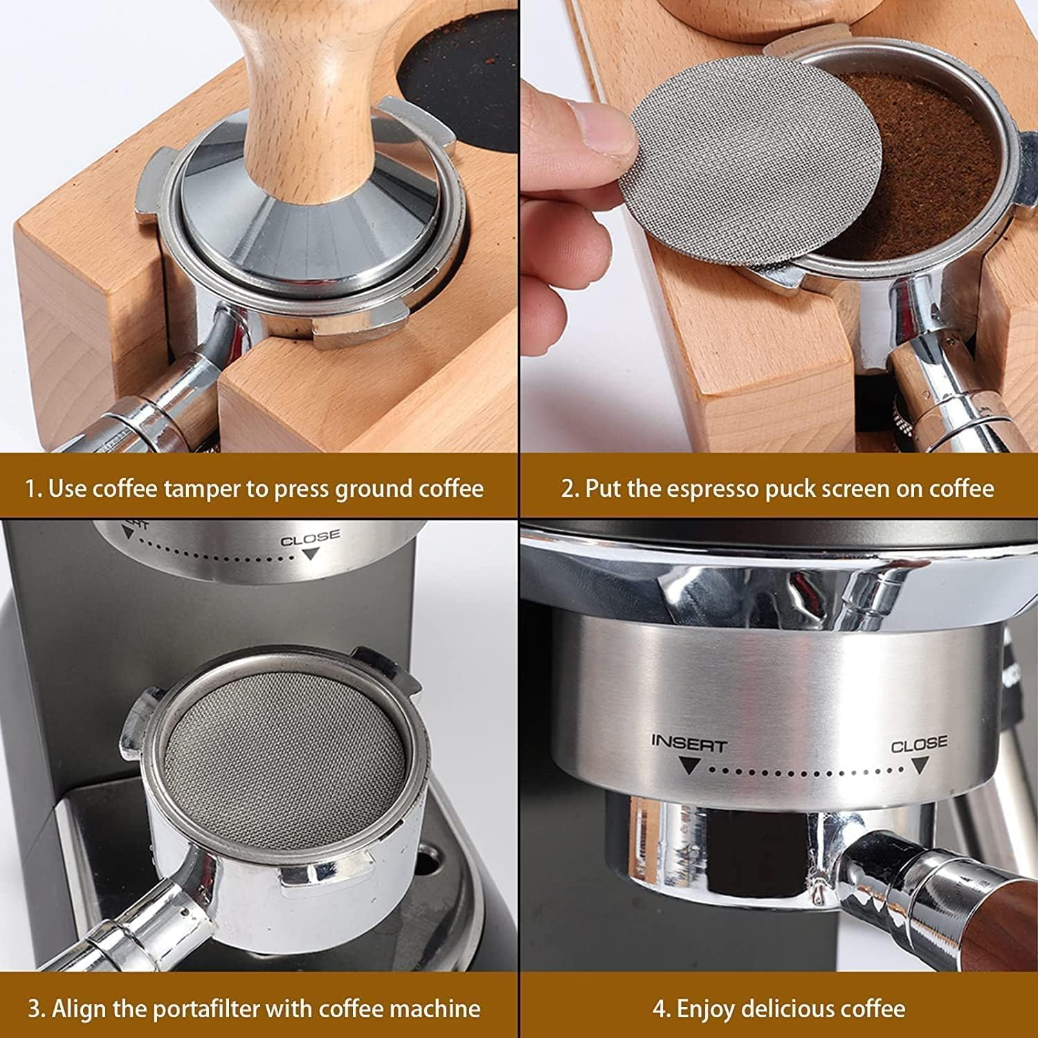 2 Pcs Espresso Puck Screen for 53.5Mm Portafilter, Resuable 1.7Mm Thickness 150&Mu;m, 316L Stainless Steel, Professional Barista Coffee Filter Mesh Plate for Breville Espresso Machine (53 Mm) image number 5