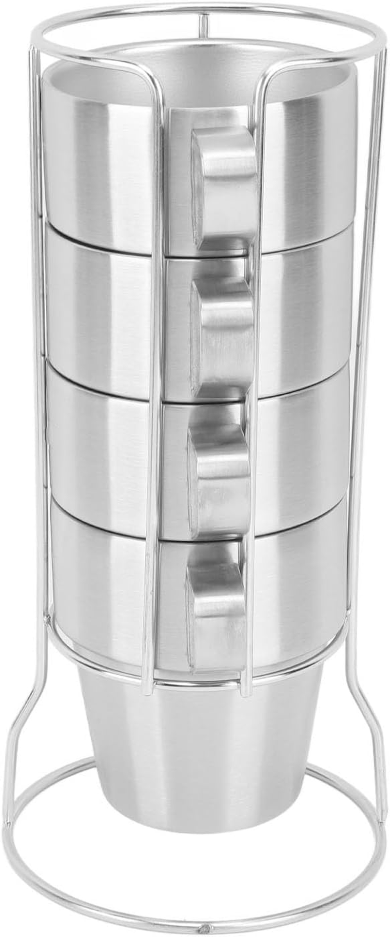 300Ml Stackable Coffee Cups Set, Stainless Steel Double Layer Insulated Mugs for Fruitjuice Iced Coffee, Lightweight and Portable for Outdoor Activities, Picnics, Camping, And image number 3