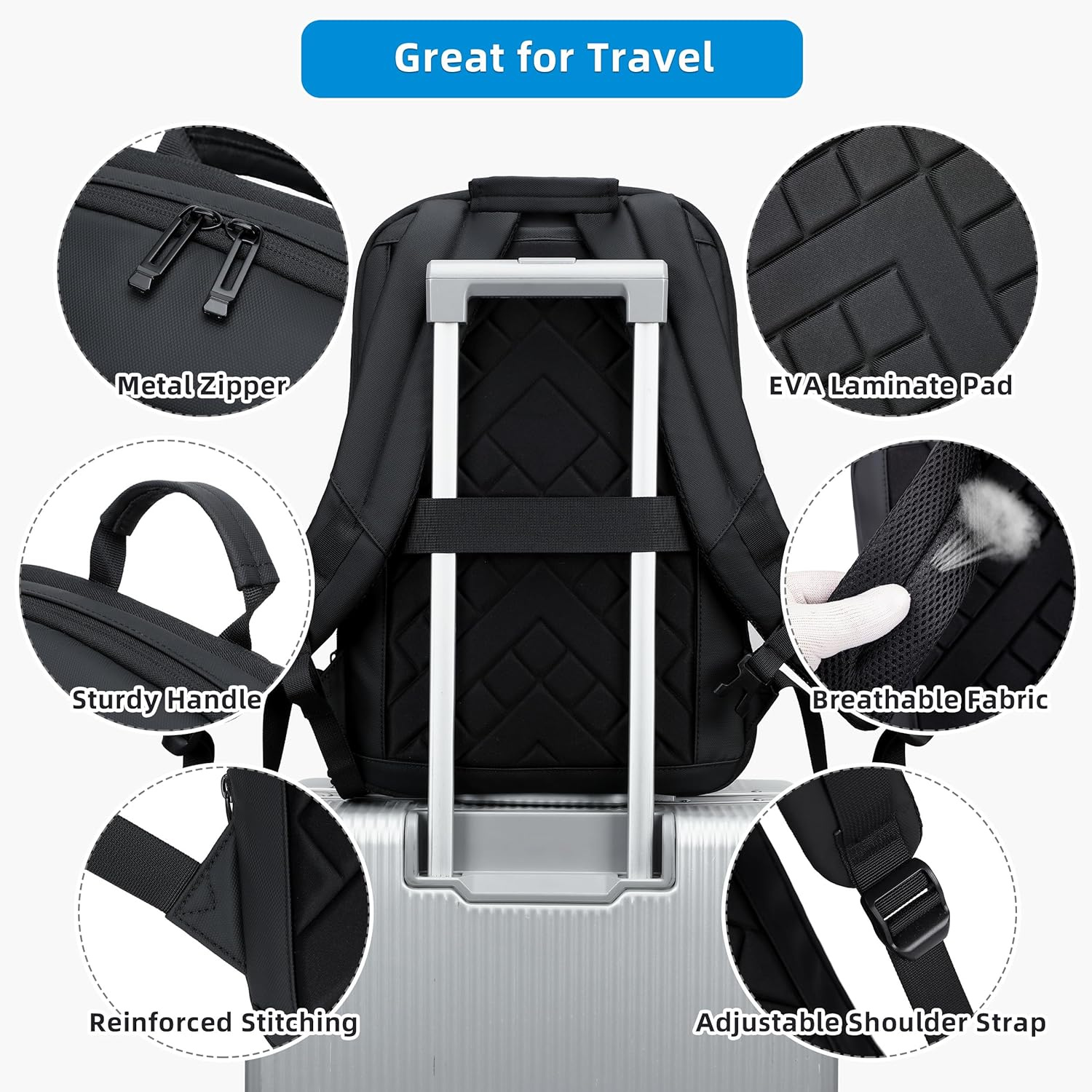 Caoroky Knight Backpack Laptop Men 15.6 Inch Slim Work Business Backpacks with USB Charging Port Mens Travel Bag Bookbag image number 5