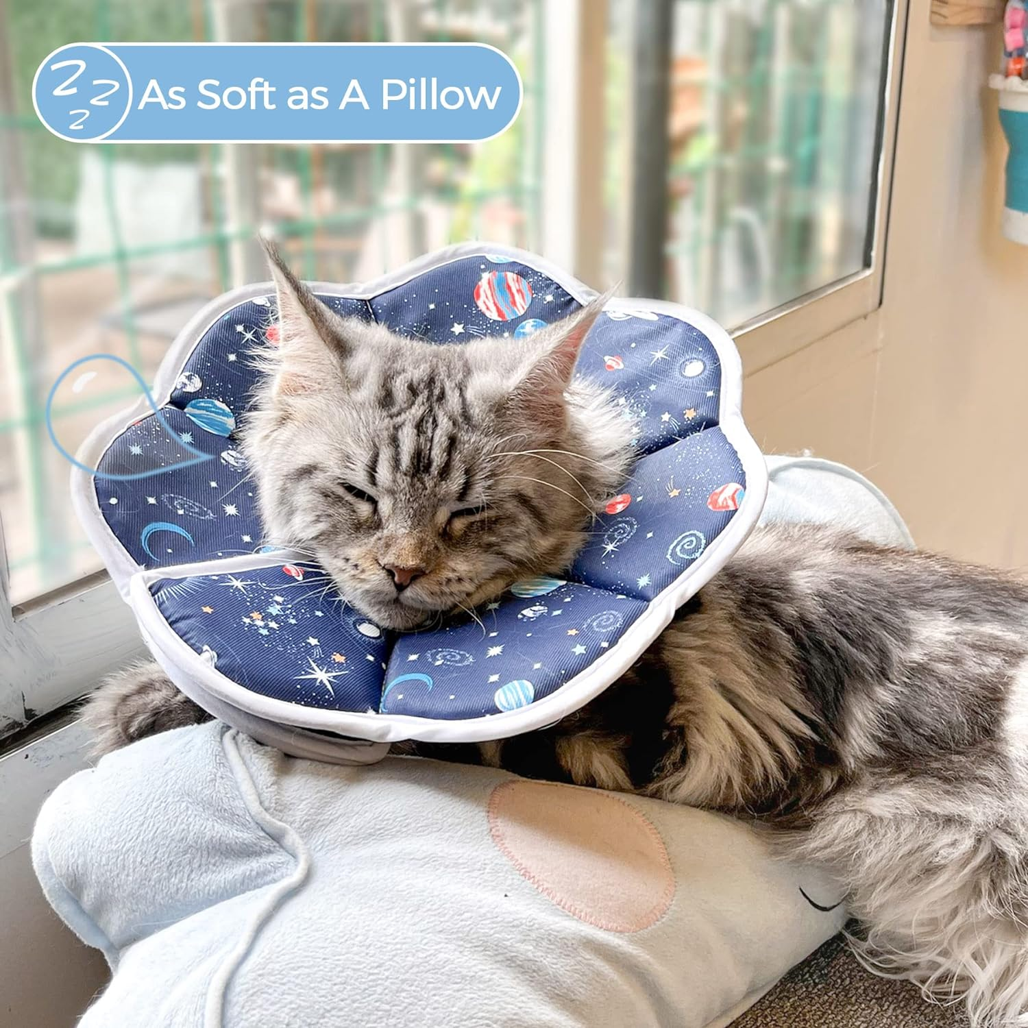 Soft Cat Recovery Collar, Protective Adjustable Pet Collar,Waterproof Comfortable Lightweight Elizabethan Collar for Cat Kitten Prevent from Licking Wounds, Not Block Vision image number 5