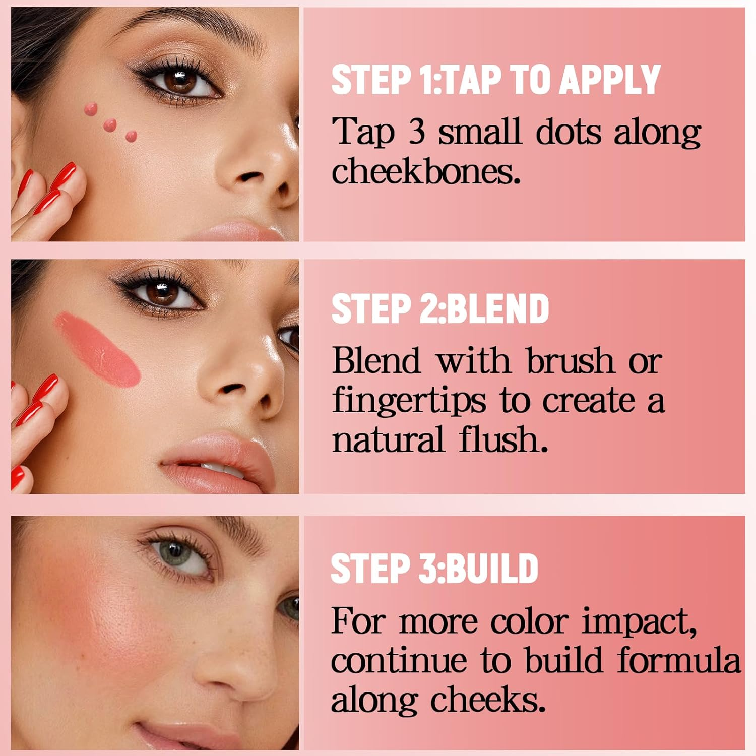 Cream Blush for Cheeks,Liquid Blush with Brush，Long Lasting Blushes Makeup,Highly Pigmented Blusher Gel,Lightweight image number 1