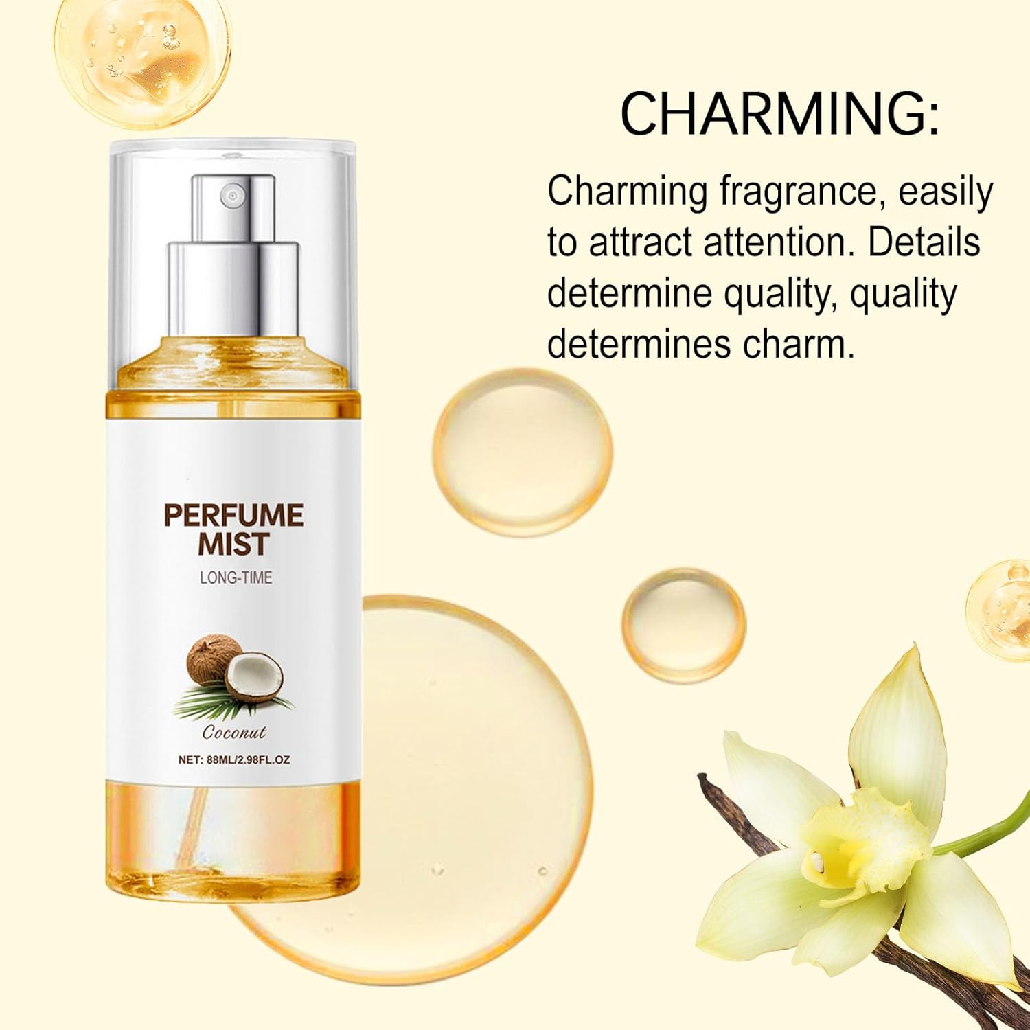 Coconut Women'S Perfume Spray, Coconut Body Spray, Long-Time Fragrance, Natural Concentrate Scented, Essential Oils for Hair and Body, Refreshing and Relaxing Scent, for Women Everyday Use (1Pcs) - 2Pcs image number 2