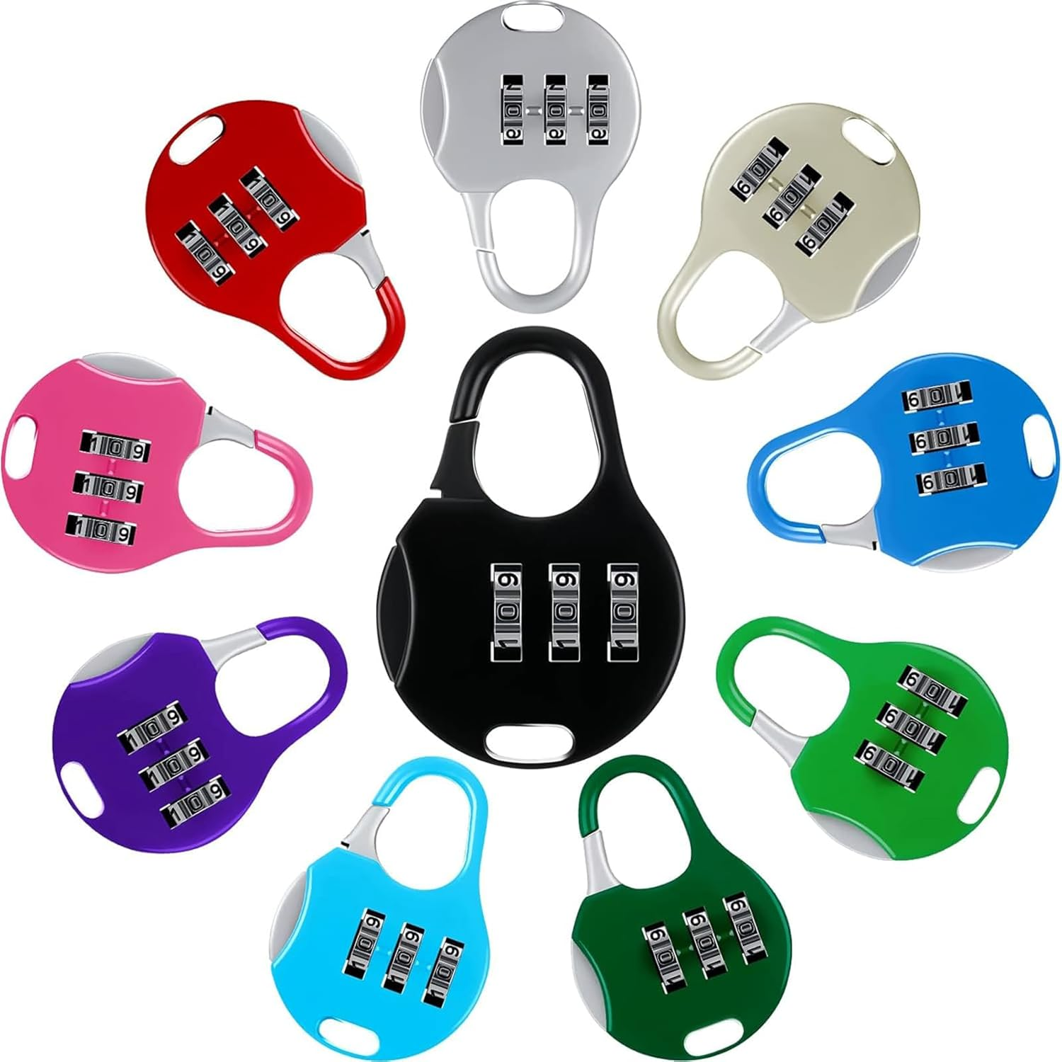 10 Pcs Mini Padlock with Password,Colorful Combination Padlocks 3 Digit Number Code Lock Security Padlock for Travel Suitcases Luggage Bag Case image number 3