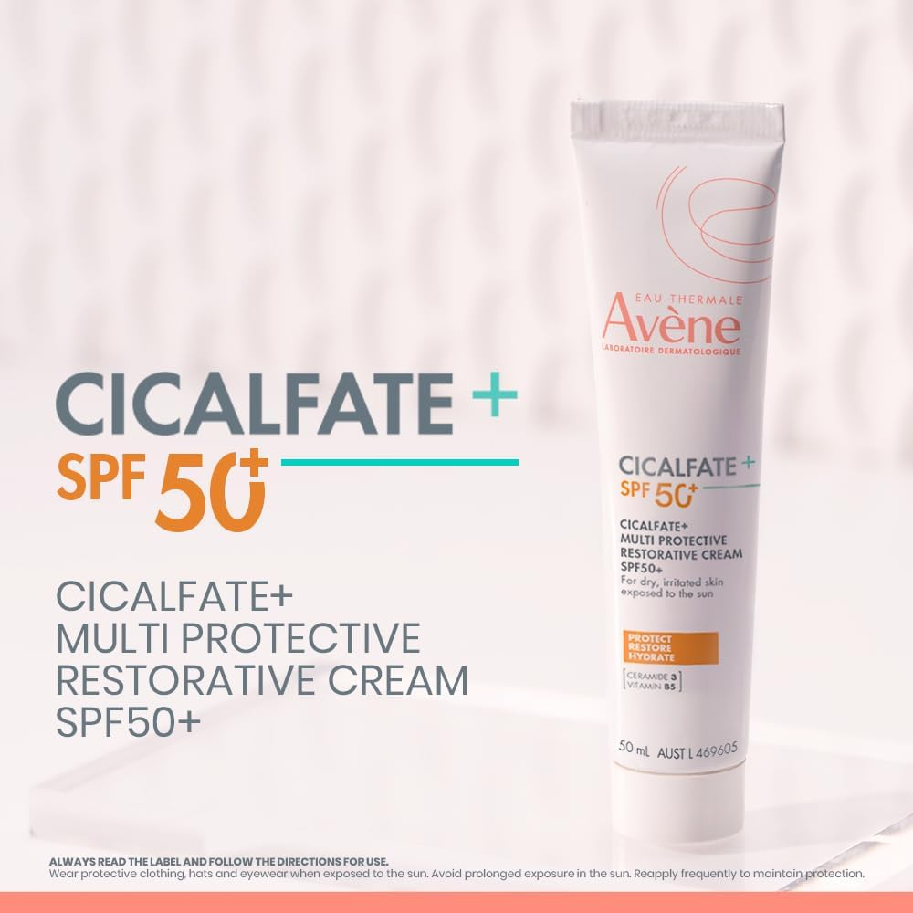 Av&egrave;ne Cicalfate+ Multi Protective Restorative Cream SPF50+ 50Ml, UVB-UVA Protection, Ceramide 3, Vitamin B5, Helps to Restore the Skin'S Barrier for All Skin Types image number 1