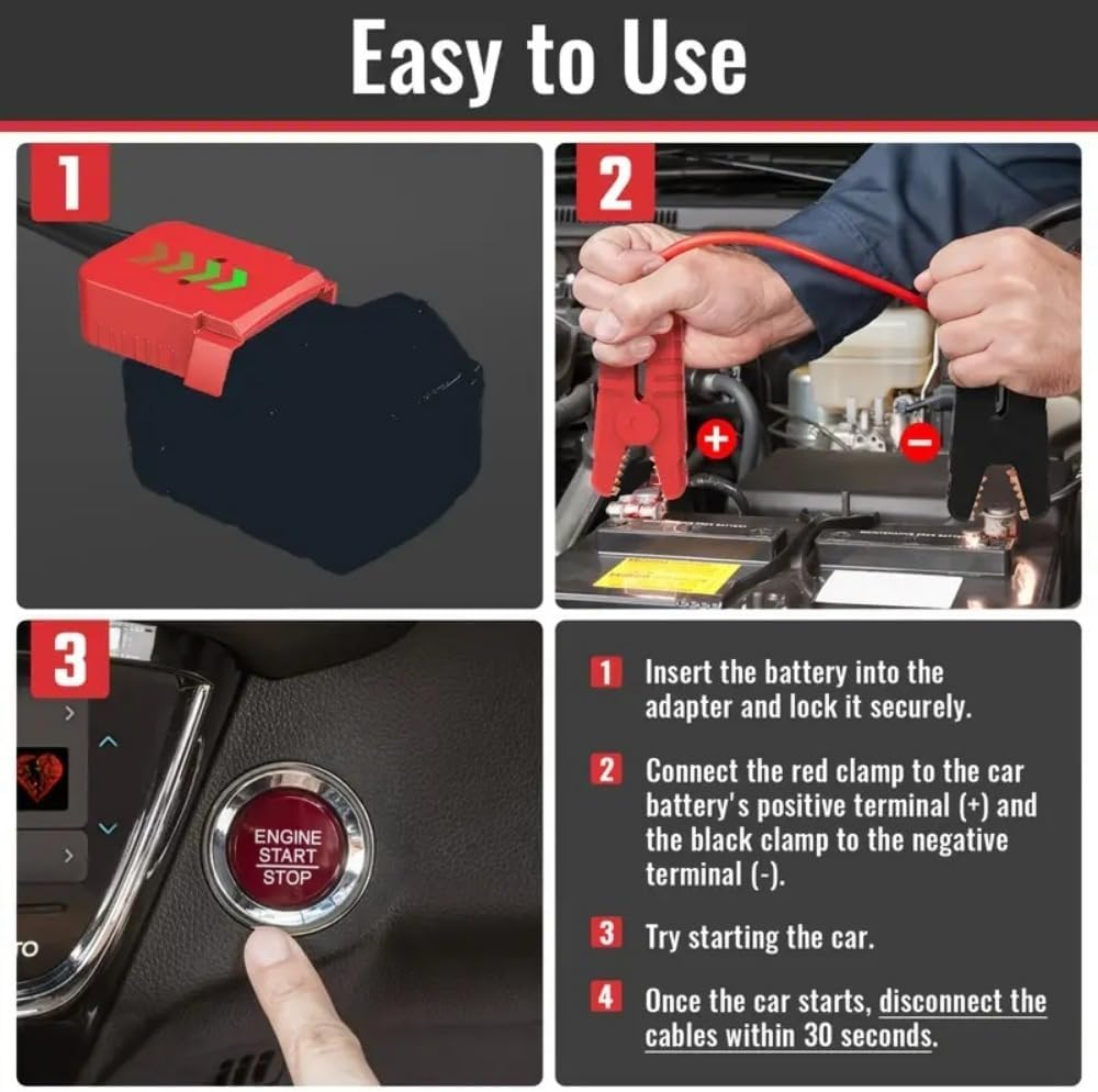 CTRUILA Jumper Starter Adapter for Milwaukee M18 Portable Jump Starter Cable 6FT Car Battery Charger Jump Starter(Battery Not Included) image number 5