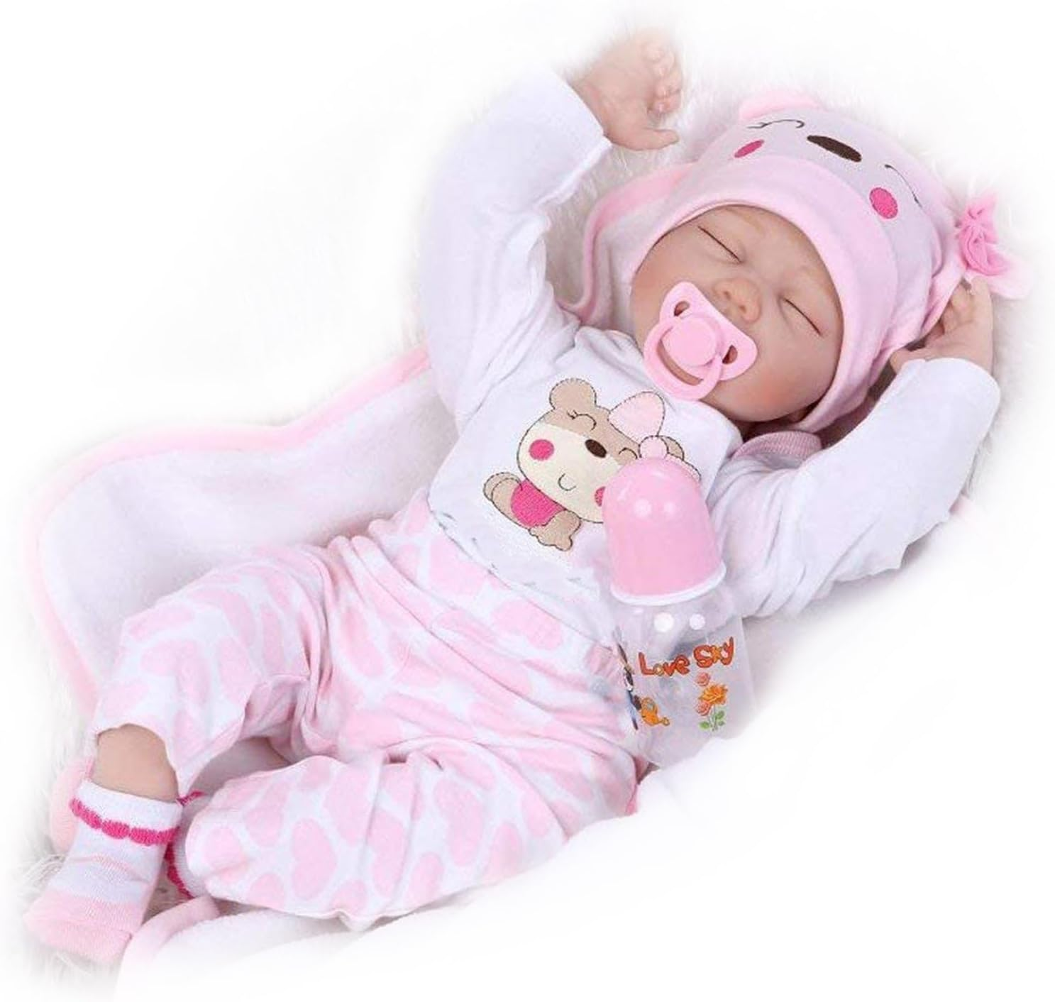 ZIYIUI 22 Inch Realistic Reborn Baby Doll - 55Cm Vinyl Soft Silicone Lifelike Baby with Closed Eyes, Handmade Toddler Doll for Xmas Birthday Gift (Sleeping Girl) image number 3