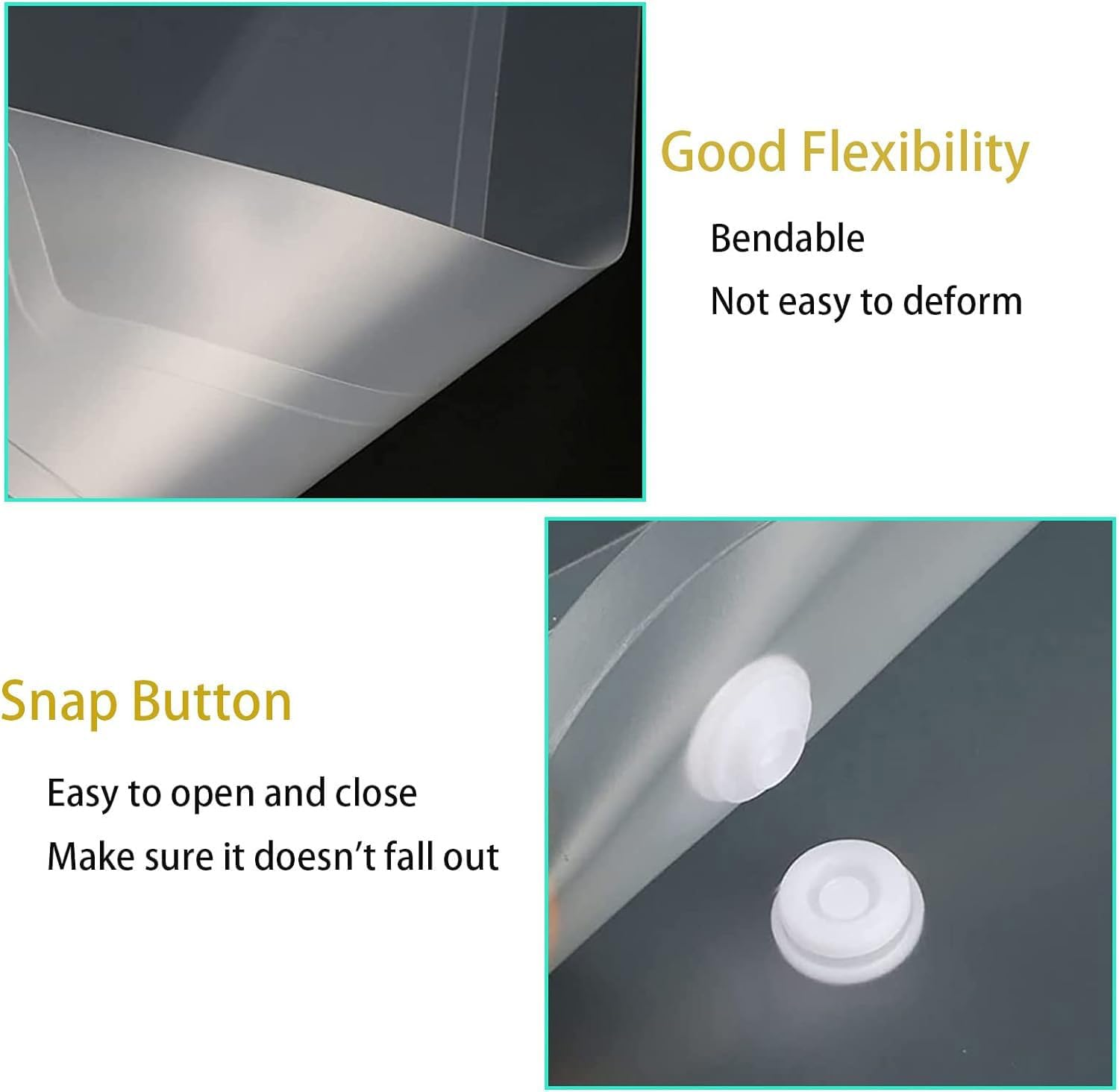 Igolife Plastic File Folders, 40 Pcs Transparent Envelopes Letter Size / A4 Size Waterproof File Pouches with Label Pocket and Snap Button for School Home Work Office Organization image number 2