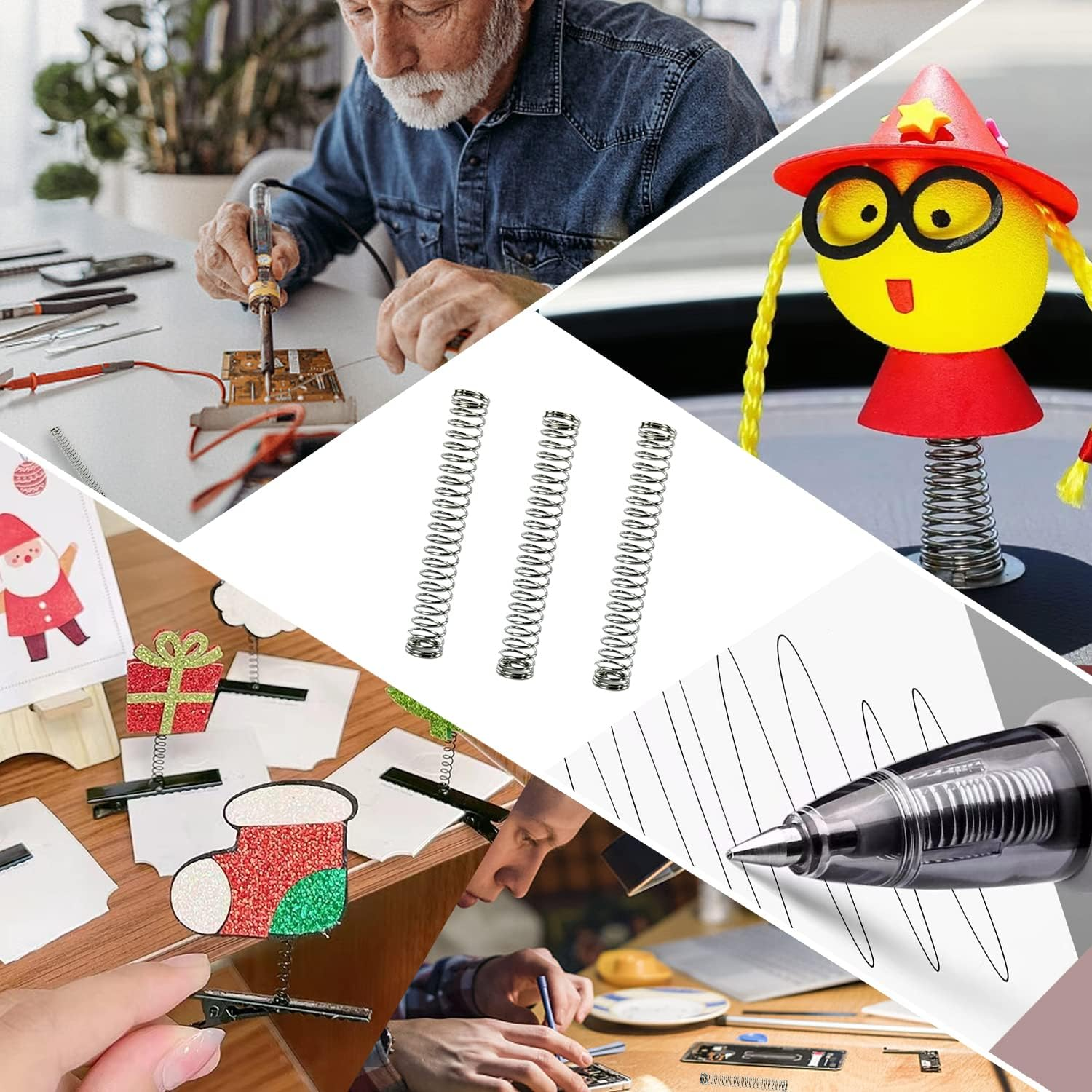 EKIND 25N Compression Spring, Wire Dia 0.5Mm, Outer Dia 3Mm, Free Length 25Mm, Compression after Length 8Mm, Spring Steel Extended Coil Suitable for Light Industry DIY (10Pcs, Silver) image number 4