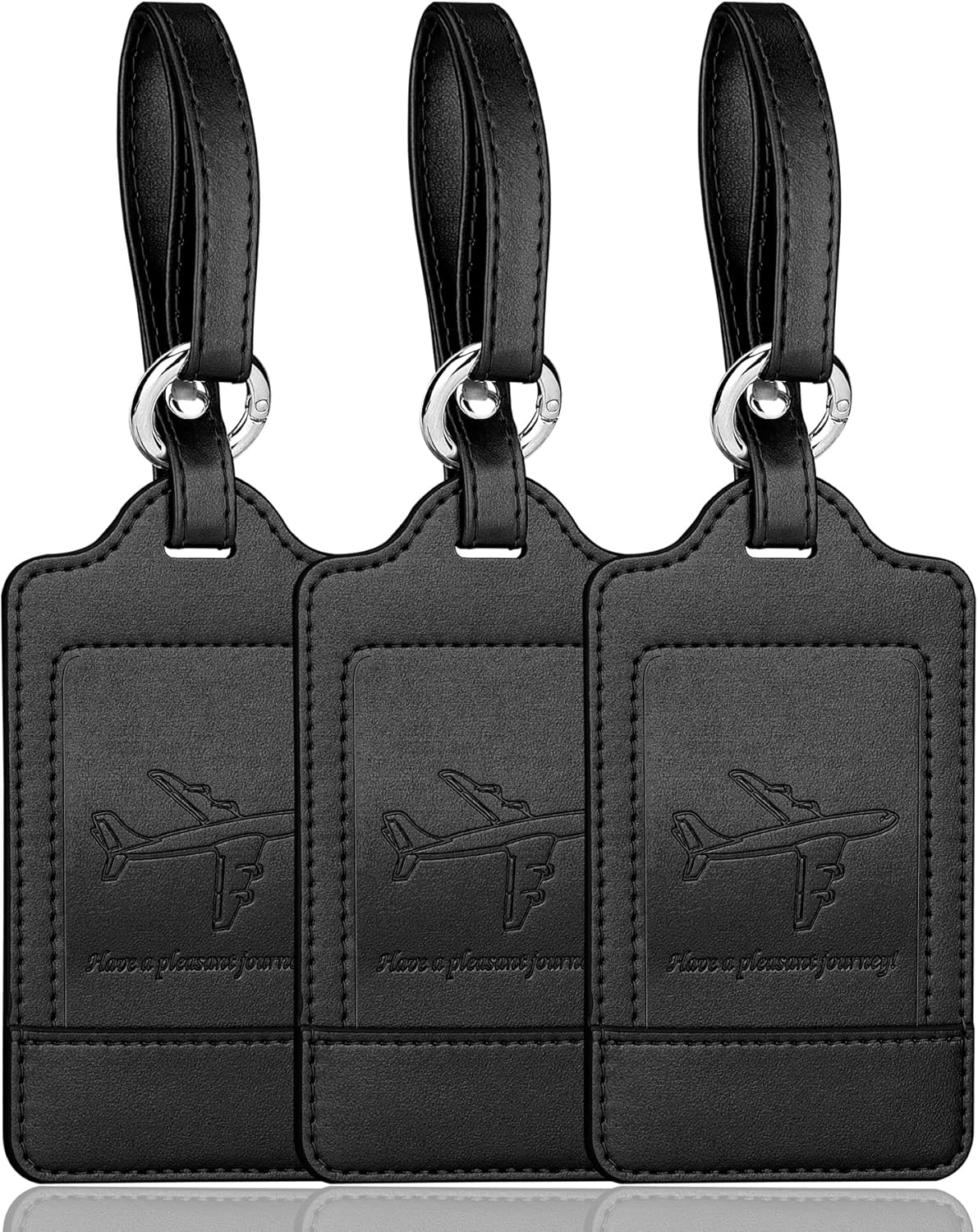 Teskyer Luggage Tags, 3 Pack Premium PU Leahter Luggage Tags Privacy Protection Travel Bag Labels Suitcase Tags