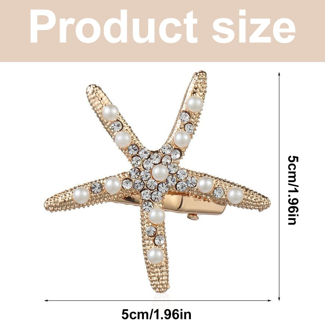 Pack of 3 Starfish Hair Clips, Diamond Hair Clip, Hairpin, Beach Starfish Hair Pin Girls Flower Girl Accessories image number 1