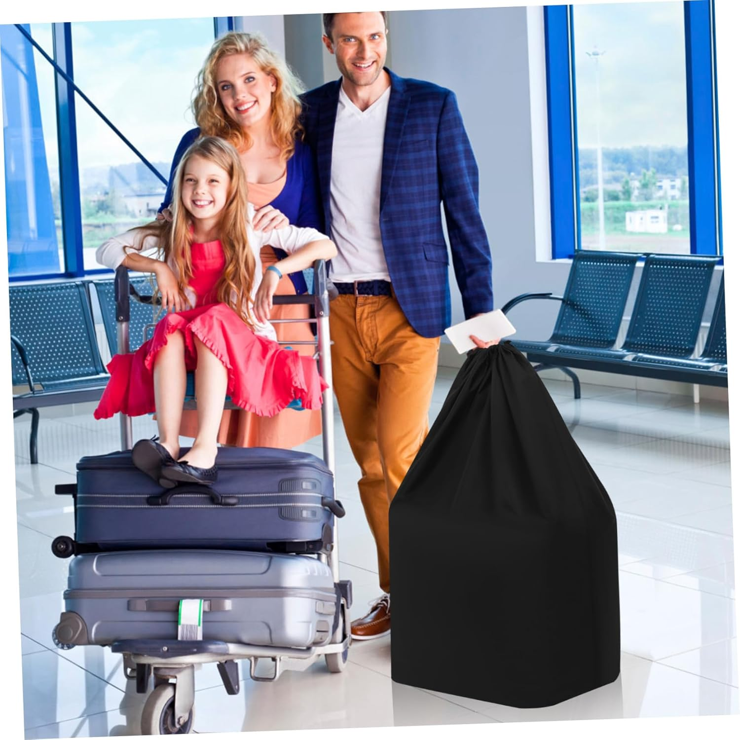 DECHOUS Airplane Stroller Travel Bag with Water-Resistant Nylon Material and Double Shoulder Straps Smooth Surface for Convenient Parent Travel image number 3