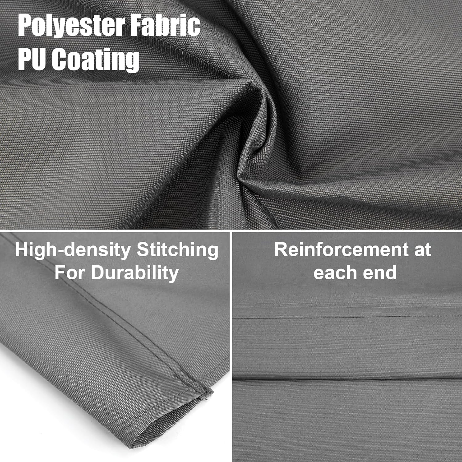 600D Waterproof Oxford Swing Seat Cover Replacement for Outdoor Patio Garden Swing Chairs, Heavy Duty 3-Seat Bench Cushion Protection Covers (Gray, 58.2X19.7X19.7 Inch) image number 3