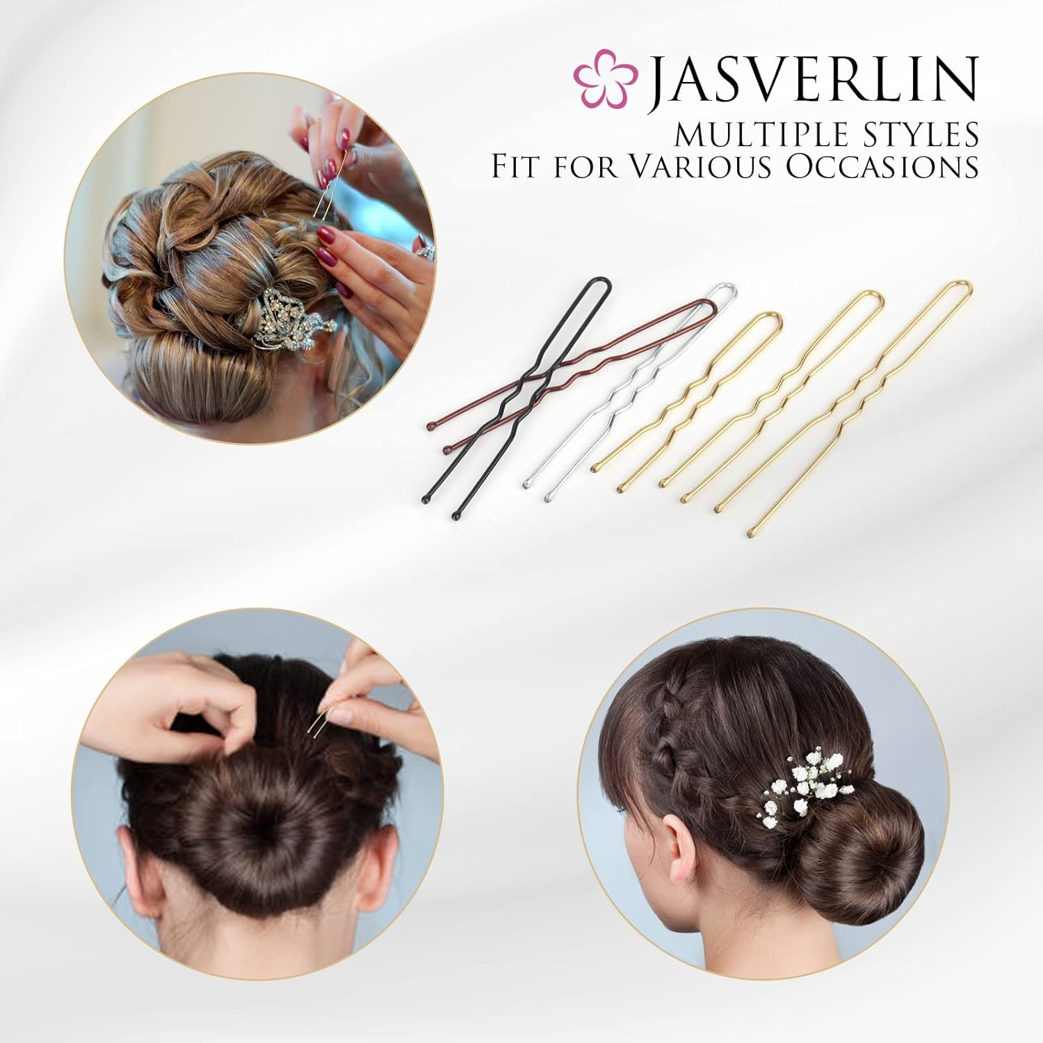 Blonde U Shaped Hair Pin for Buns, Gold Large Mini U Bobby Pins for Women Girls Updo Wedding Hairstyles Accessories Size Assortment 150Pcs image number 3