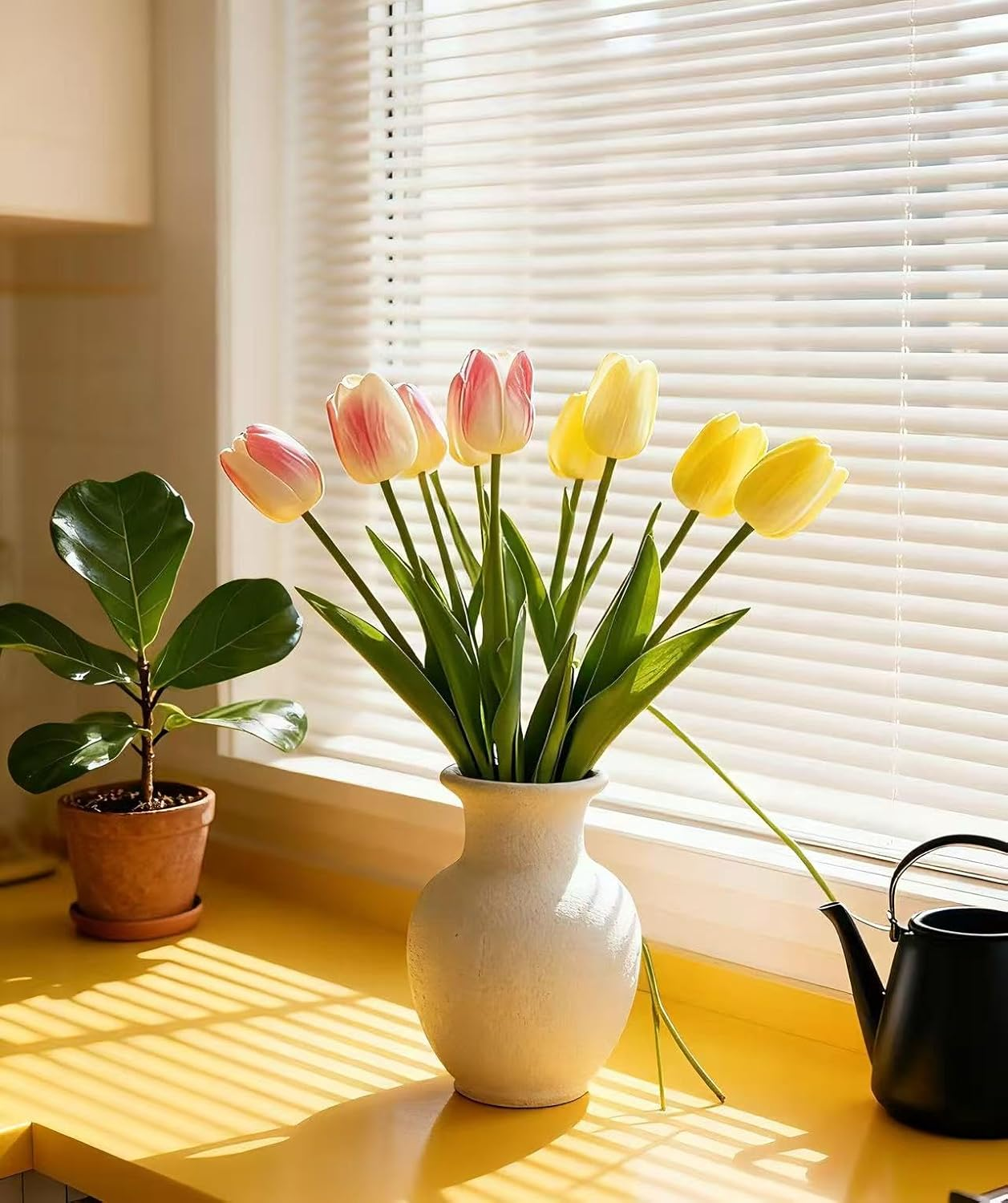 Artificial Tulips Flowers Fake Flowers Latex Tulips Real Touch for Party Home Wedding Decoration and DIY Decor, Multicolor 8PCS image number 3