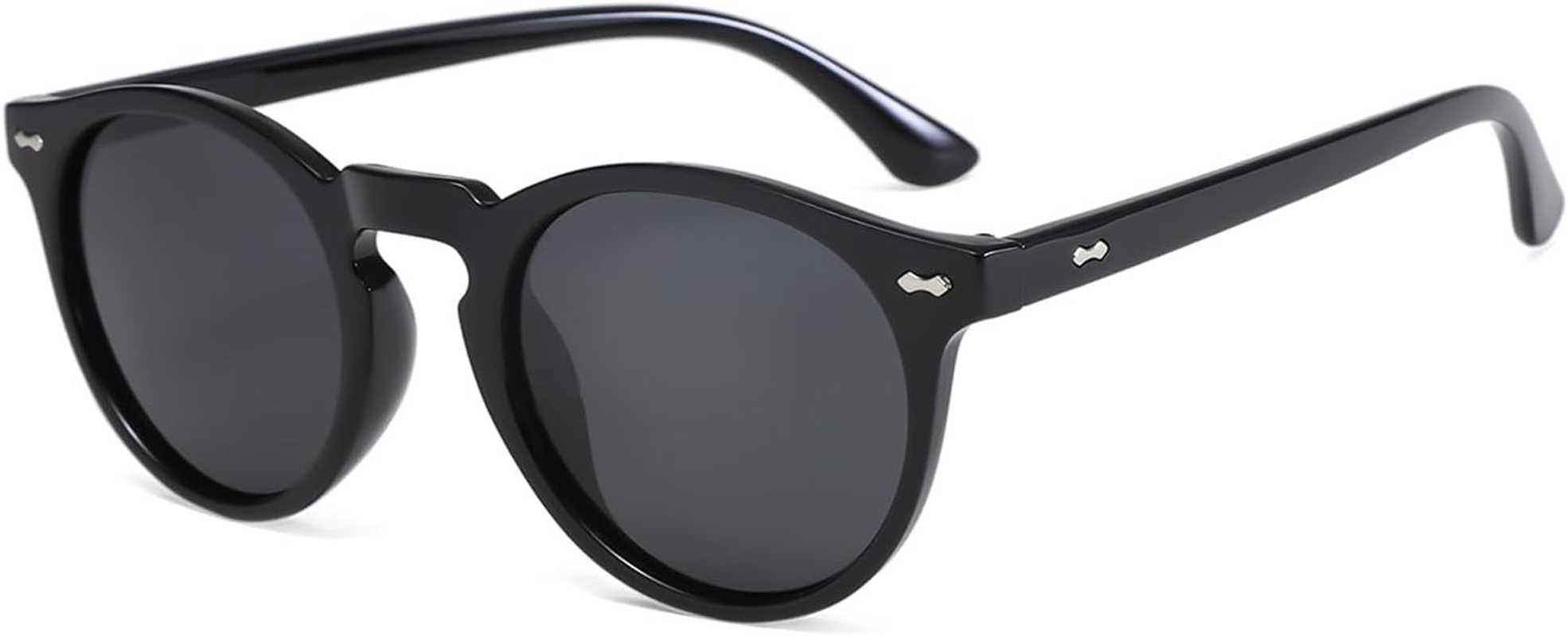 Long Keeper Retro round Polarised Sunglasses Mens Womens Small Circle Sunglasses Classic Vintage Shades Driving round Sun Glasses UV400 Protection