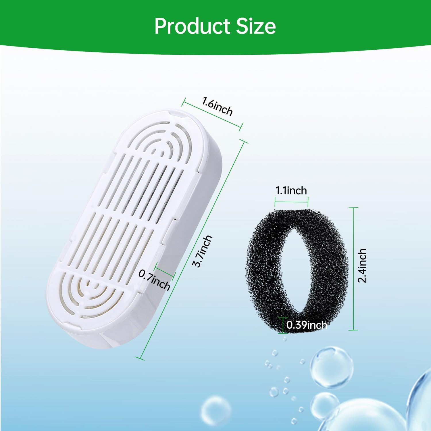 6 Pack Cat Water Fountain Filters,Replacement Filters & Replacement Pre-Filter Sponges for 3.2L/108Oz Pet Water Fountain with Water Level Window image number 5