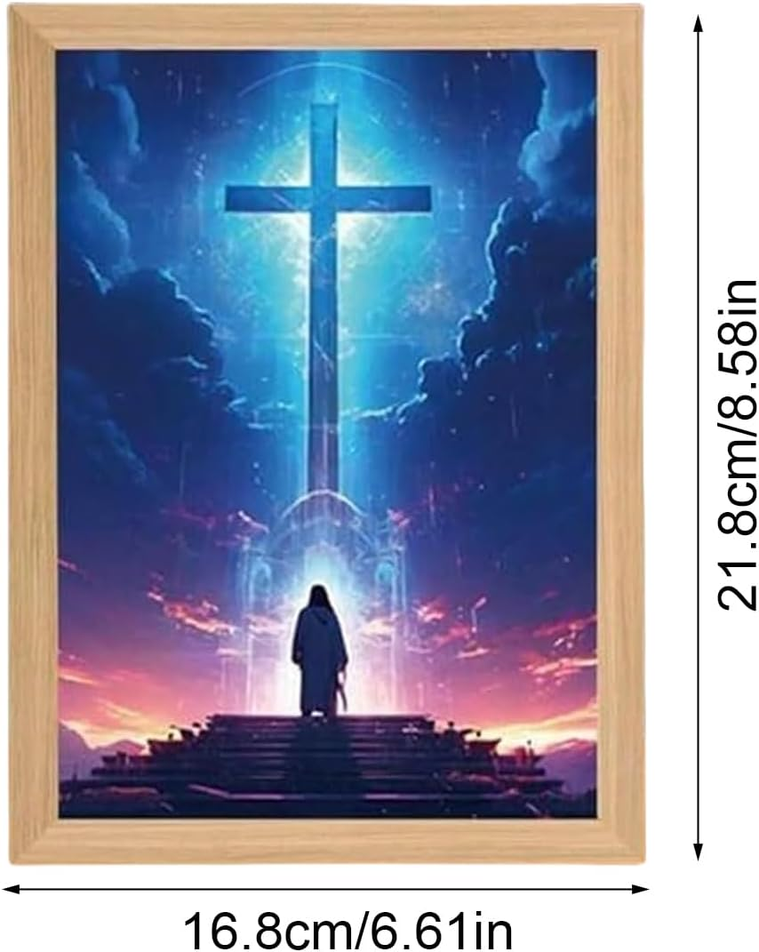 Jesus Night Light, 4D Jesus Light up Picture, Led Religious Painting Decoration for Home Decor Living Room Bedroom Church Easter Christmas Birthday image number 2