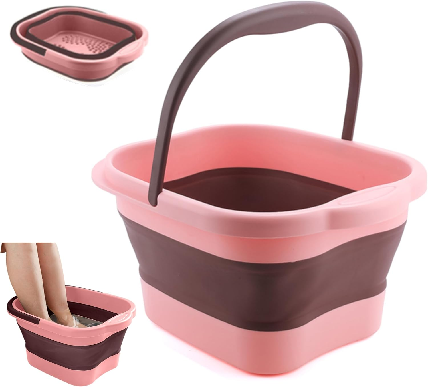 Collapsible Foot Bath Soak Tub with Handle, Portable Feet Spa Soaking Basin Bucket with Massage Acupoint for Washing Soaking Feet