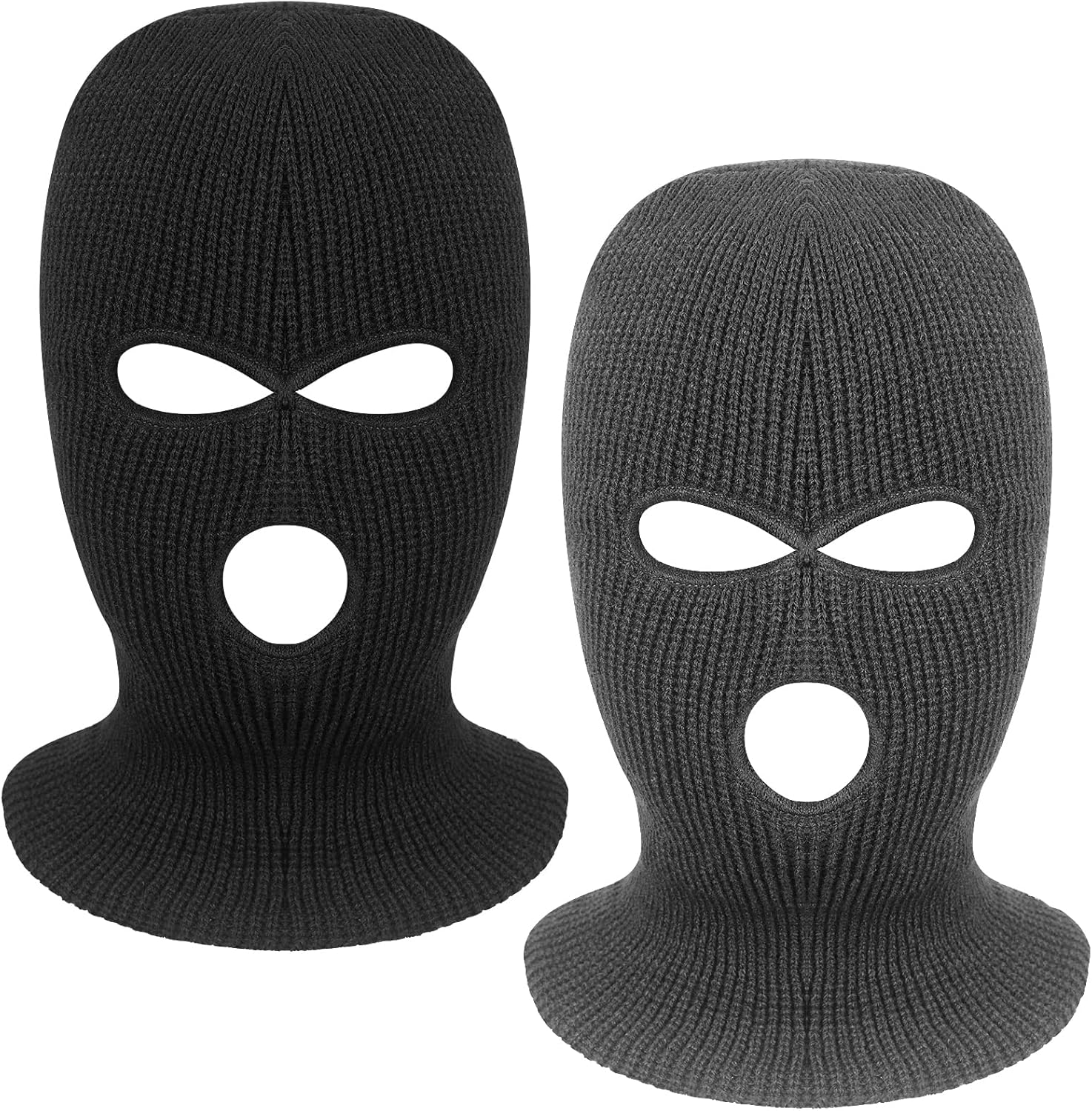 2 Pieces 3-Hole Full Face Mask Cover Ski Mask Winter Balaclava Cap Knitted Face Cover for Winter Outdoor Sports
