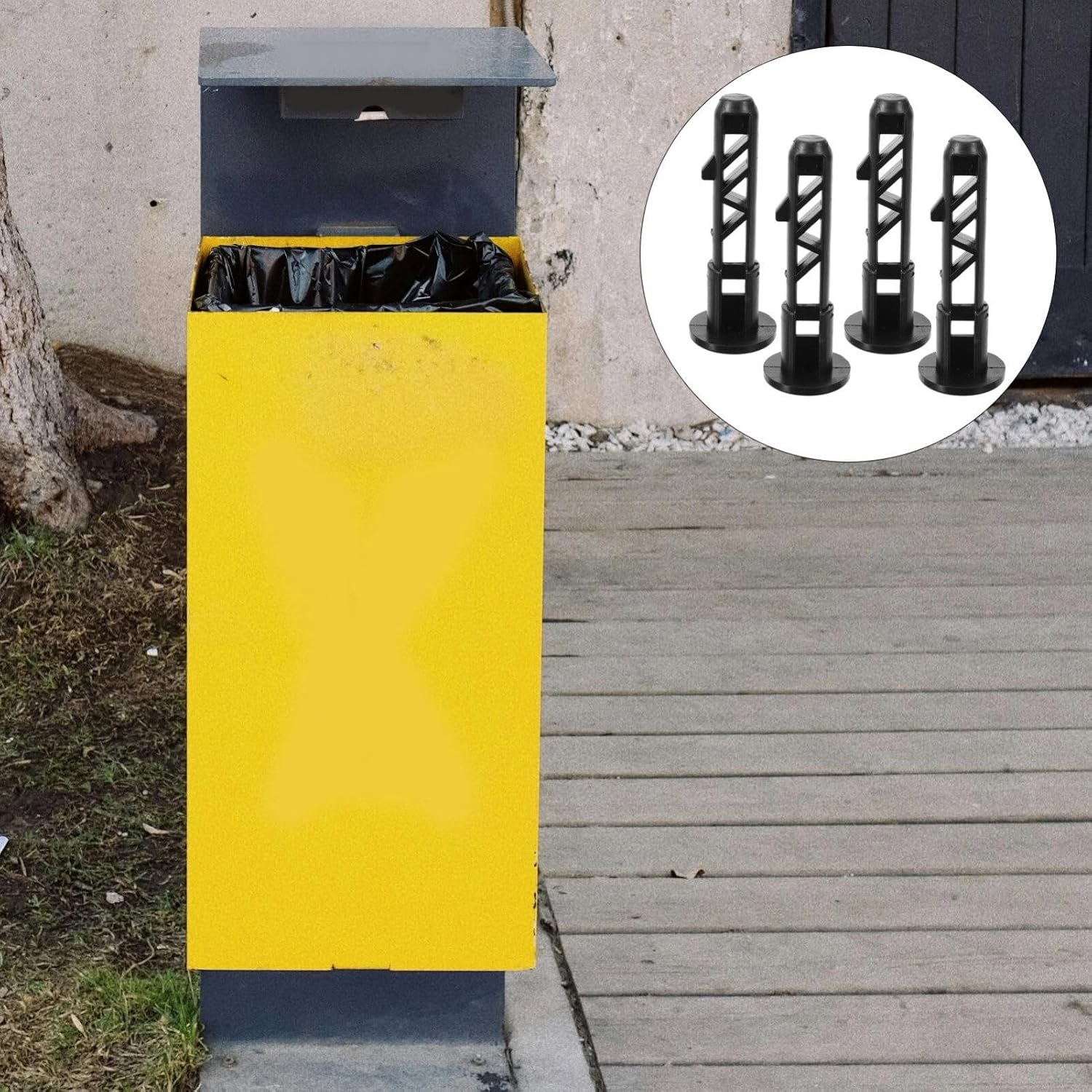 Gatuida Trash Can Lid Hinged Pins, 4Pcs Plastic Wheeled 120L Trash Can Hinged Pins Outdoor Garbage Can Recycling Bin Universal Sturdy Plastic Plug Connection image number 3