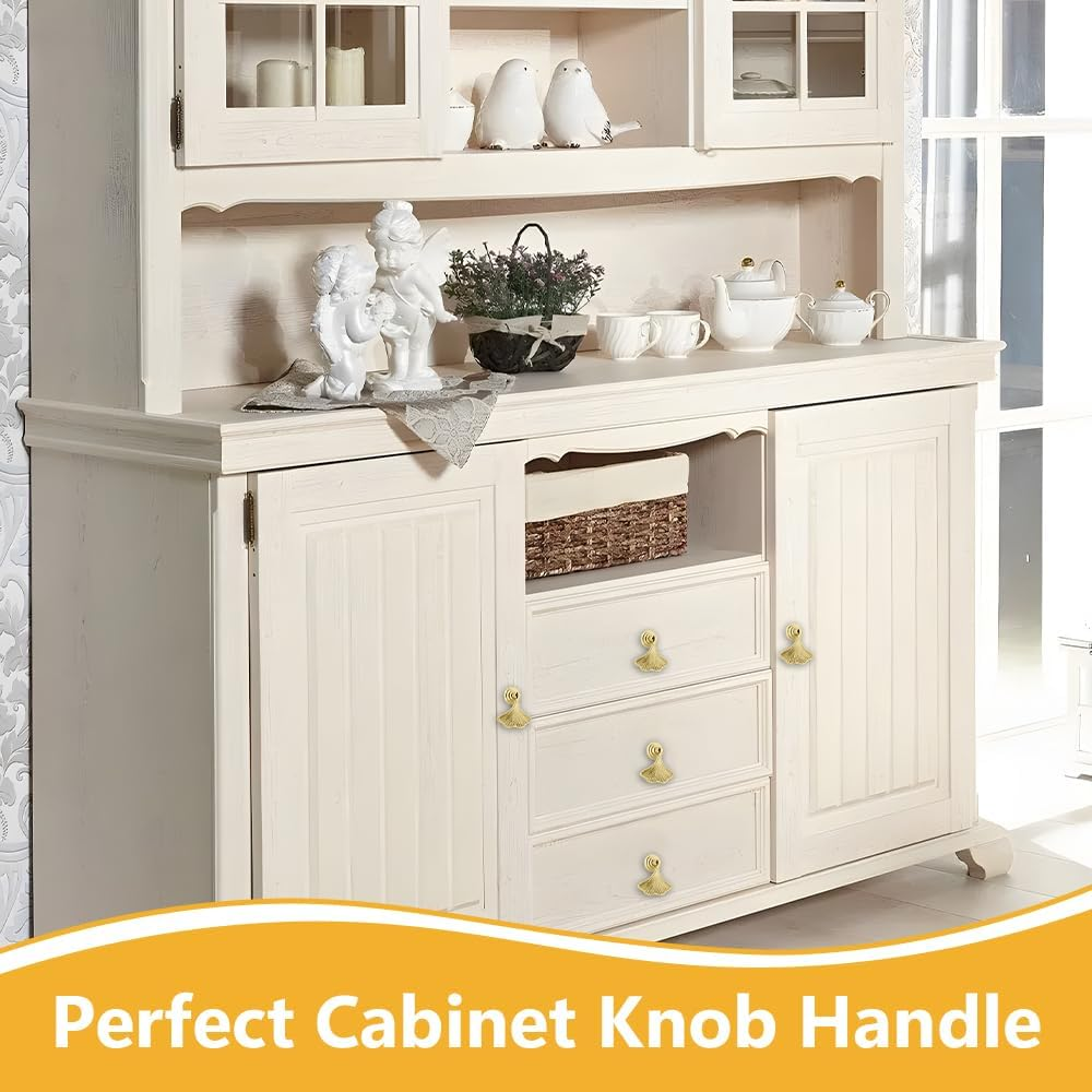 10 Pcs Ginkgo Leaf Drawer Knobs, Zinc Alloy Gold Kitchen Cabinet Pull for Dresser Cupboard Furniture Hardware Handle image number 3