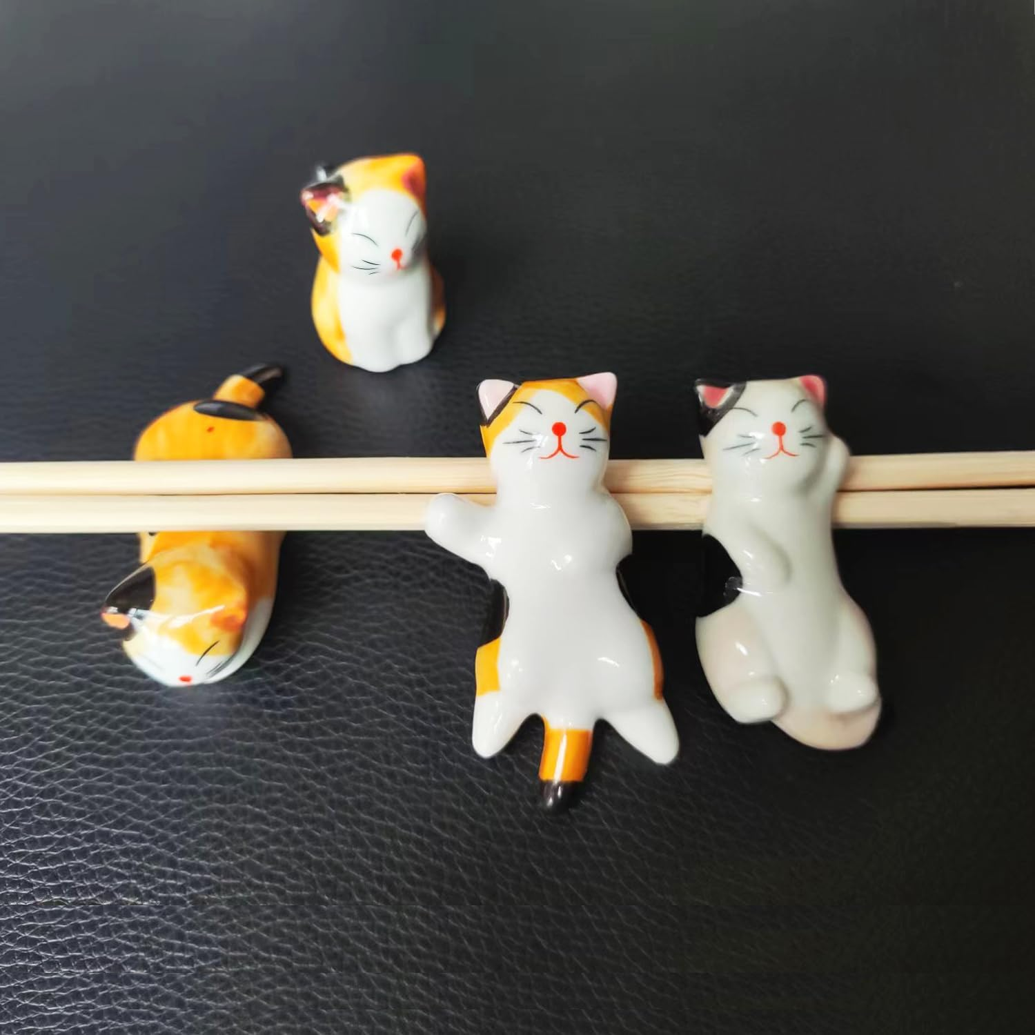 TRUEGOOD Cute Cat Chopsticks Rest Dinner Spoon Stand Knife Fork Holder, Valentine'S Day Present (6Pcs Mixcolor) image number 2