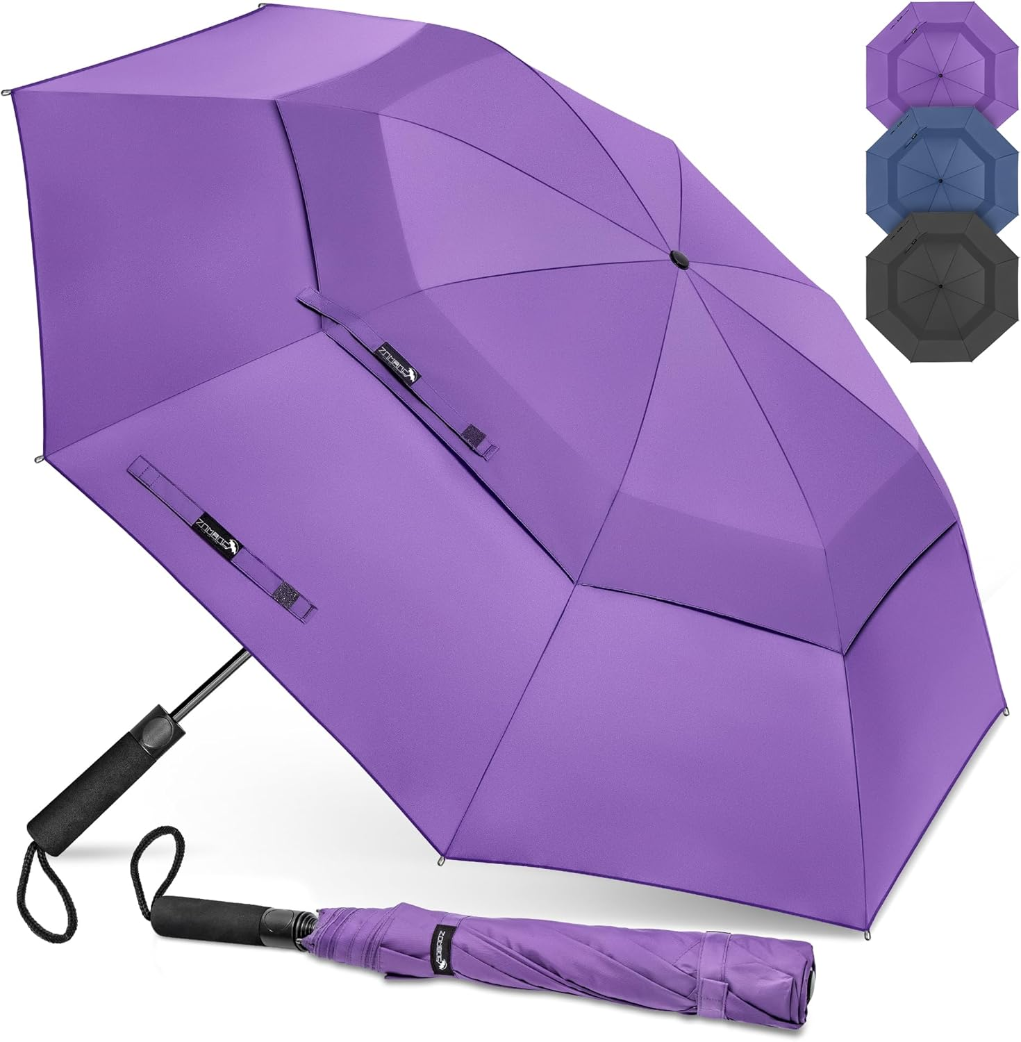 ZOMAKE Golf Umbrella 60 Inch - Portable Windproof Golf Umbrella, Automatic Open Double Canopy Golf Umbrellas for Gentlemen Women