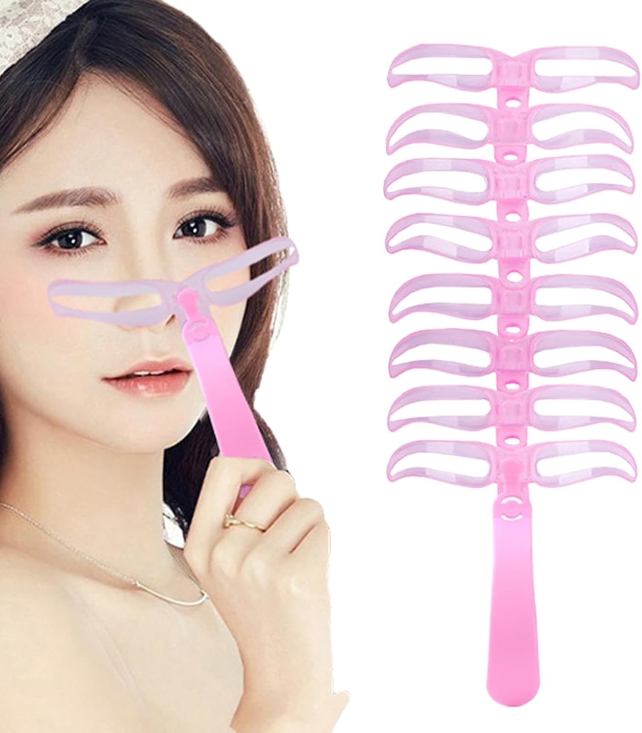 Eye Brow Stencils for Women - 8-Style Brow Drawing Guide - Washable Portable Eyebrow Templates for Makeup Travel Daily Use Party