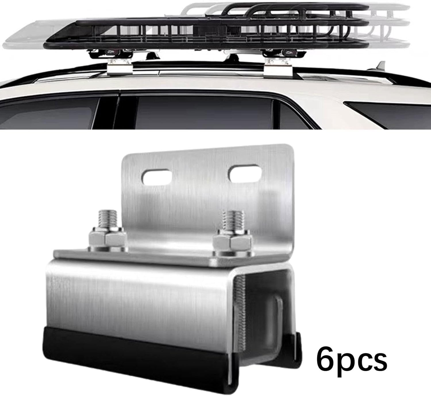 FJMQHU Van Roof Rack Brackets Roof Rack Mount Kit Easy to Install Professional Stainless Steel, Double Hole 6Pcs Set