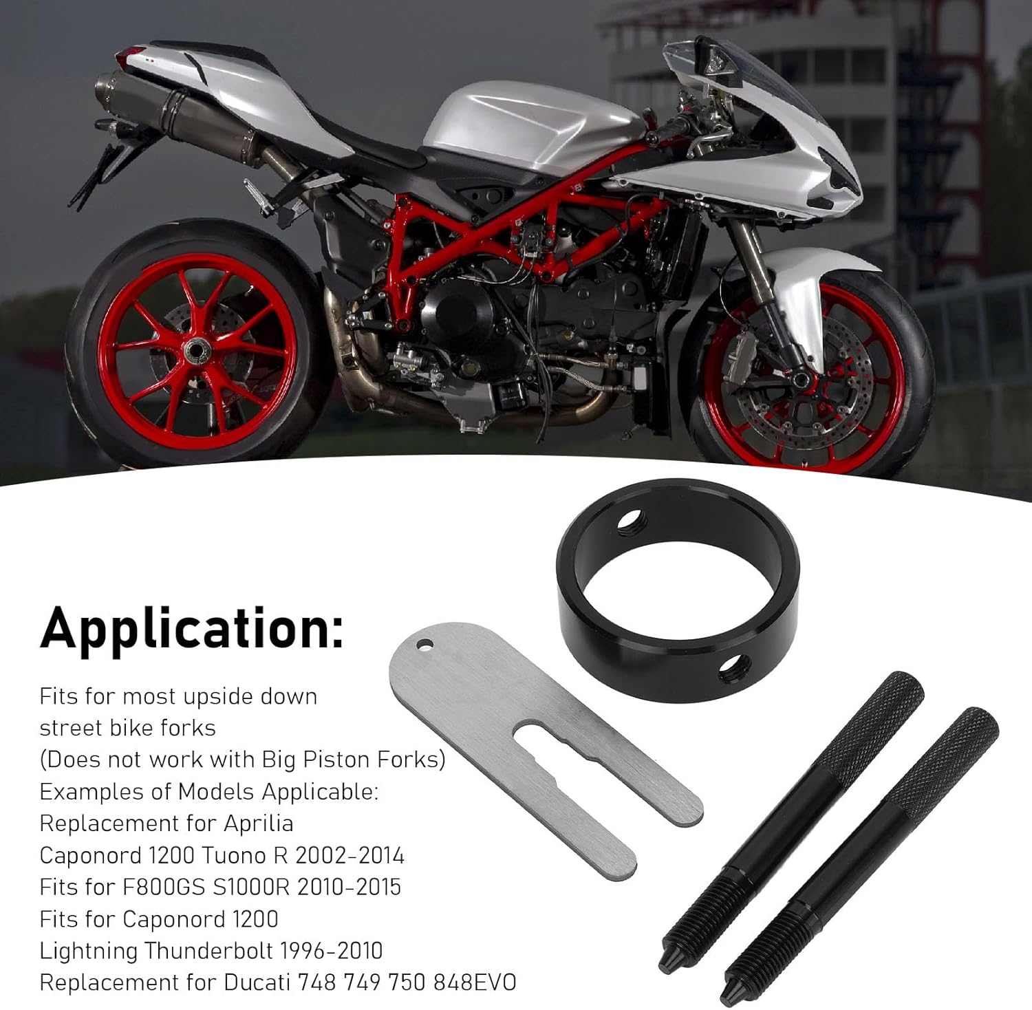 Motorcycle Fork Spring Compressor Tool Kit, High Precision 6061 Aluminum Coil Spring Service Kit for Most Upside down Street Bike Forks