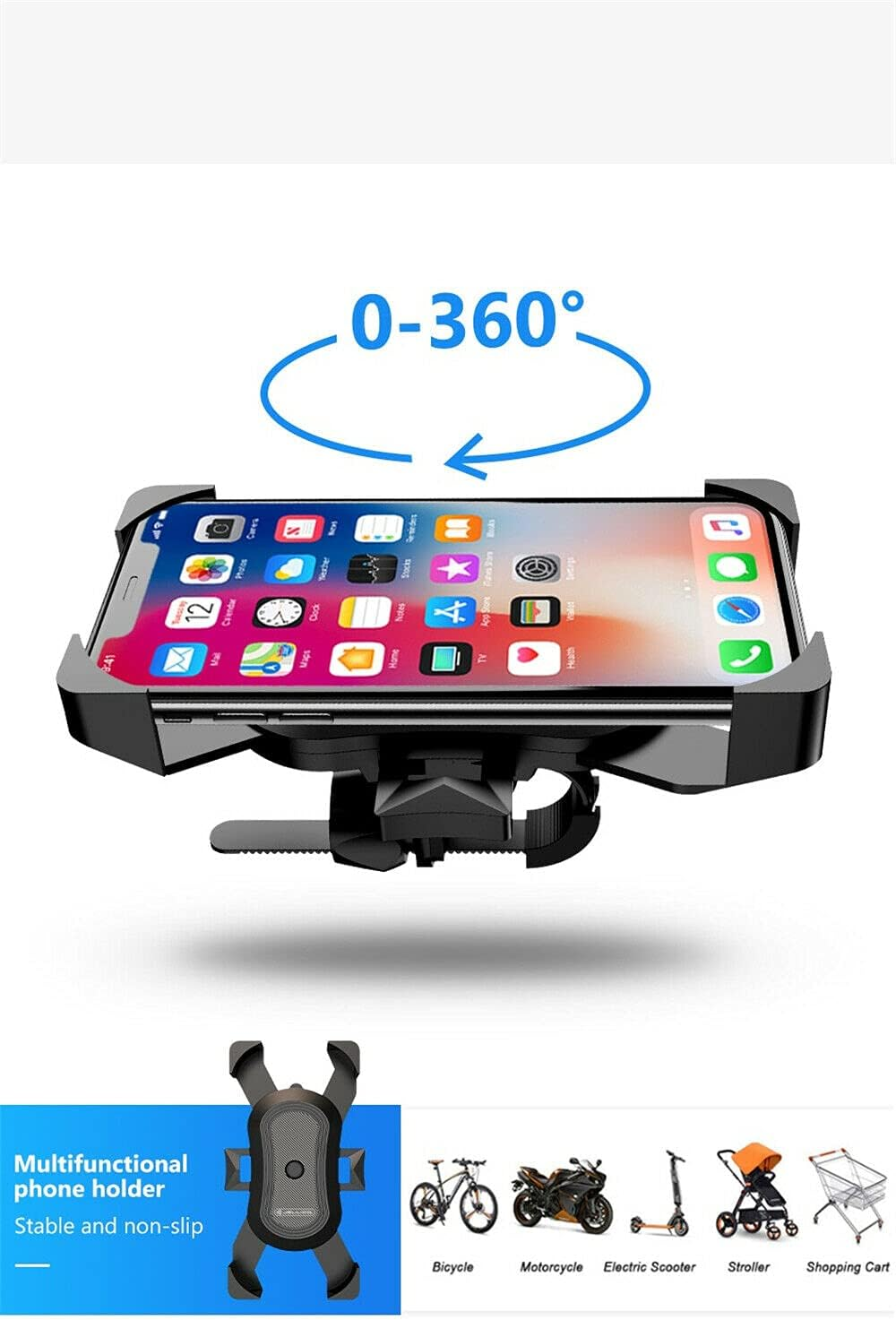 Bike Phone Holder Handlebar Mount 360&deg; Rotation for Motorcycle Bicycle MTB Pram image number 4