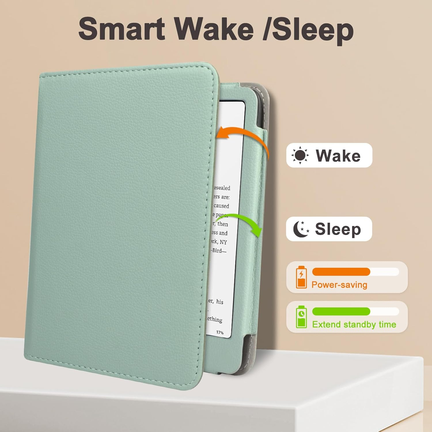 Rsaquar Case for 7-Inch Kindle Colorsoft Signature Edition and All-New Kindle Paperwhite (2024 Release), Full Protection Cover with Auto Sleep/Wake, Hand Strap and Foldable Stand - Agave Green - Black image number 2