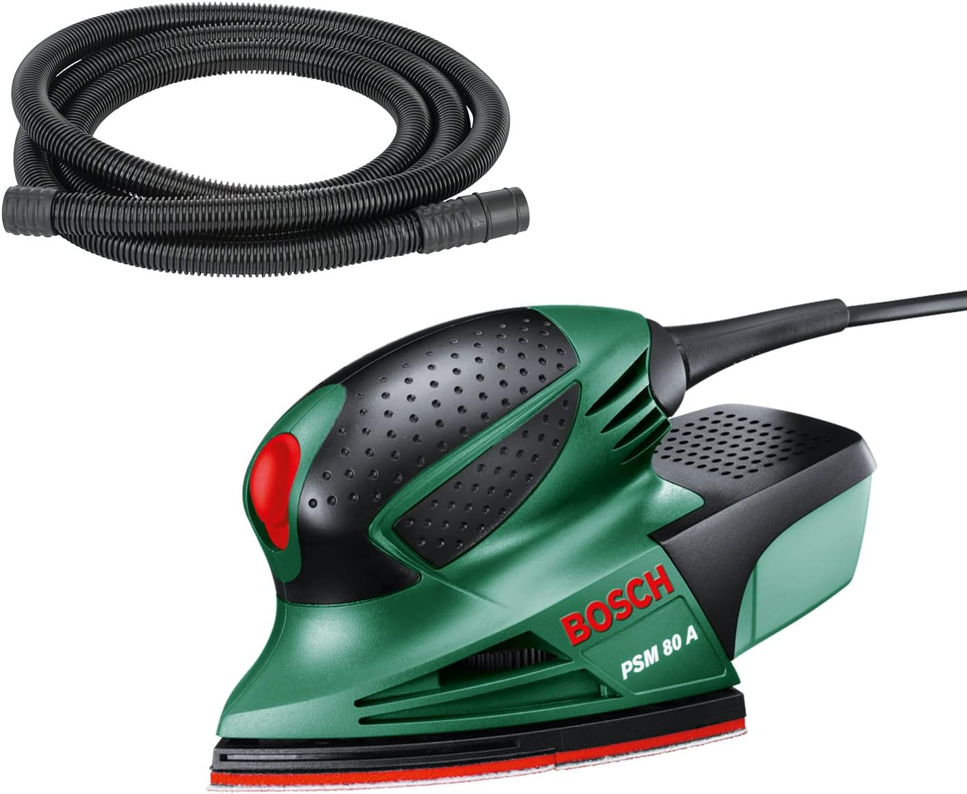 Bosch Home & Garden 80W Electric Multi Detail Palm Sander Kit, Includes 3 X Sanding Sheets (PSM 80A). Made in Europe