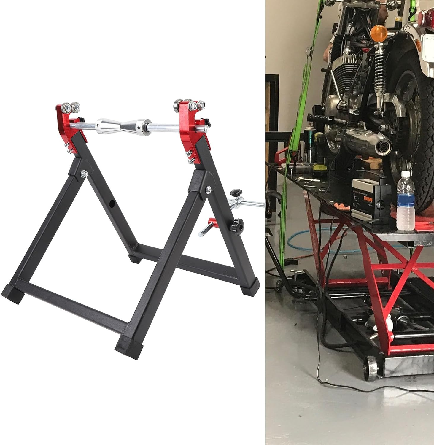 Jiawu Motorcycle Bike Wheel Balancer, Foldable Bike Wheel Truing Stand, Rim Tire Balancer Stand with Adjustable Centering Cones for Most Motorcycle, Sport Dirt BIK ES image number 4