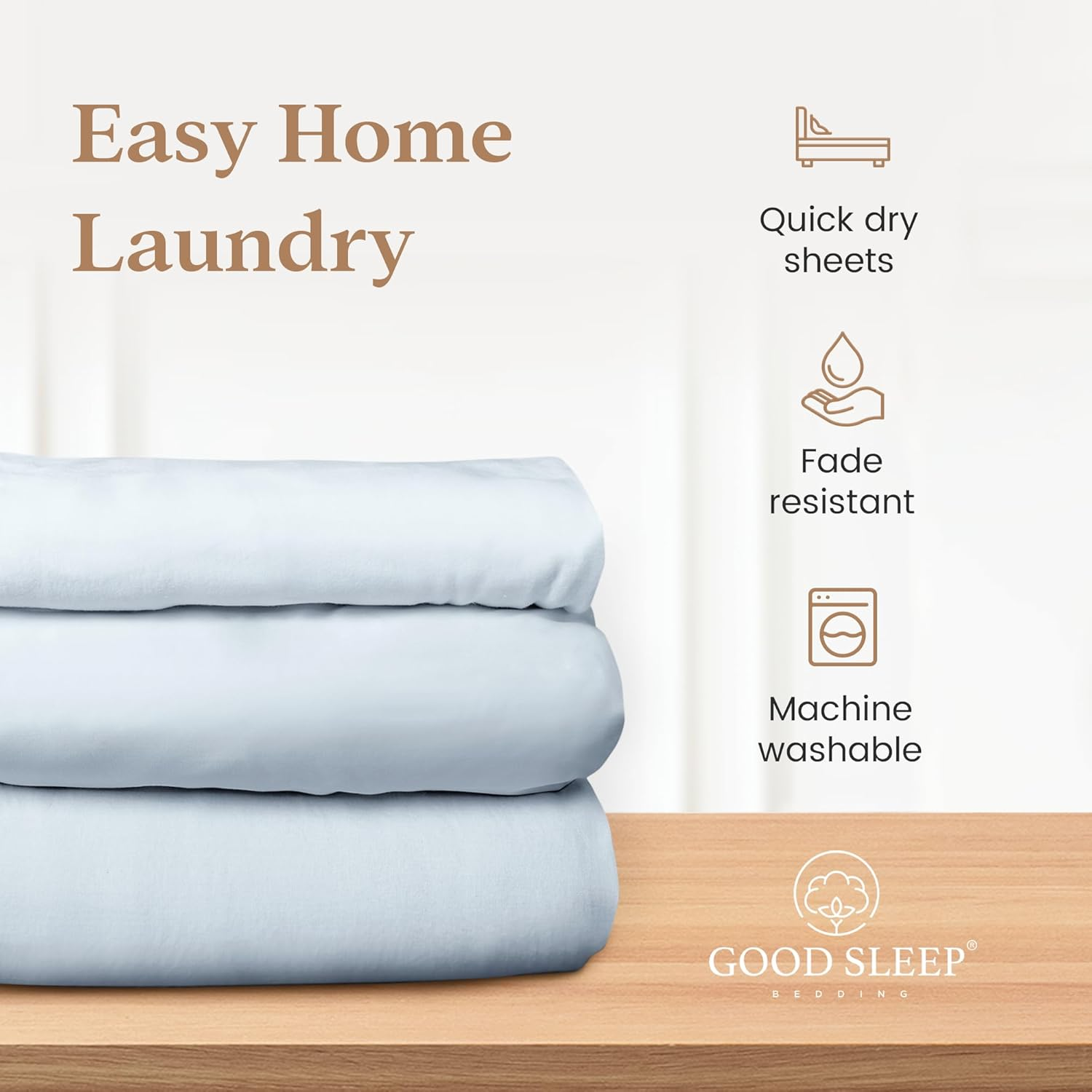 Good Sleep Bedding Queen Size Fitted Sheet Only - Soft & Breathable, Luxury 1000 Thread Count 16" Deep Pocket Queen Fitted Sheet, 100% Egyptian Cotton Fitted Sheet Queen - Light Blue Fitted Sheets