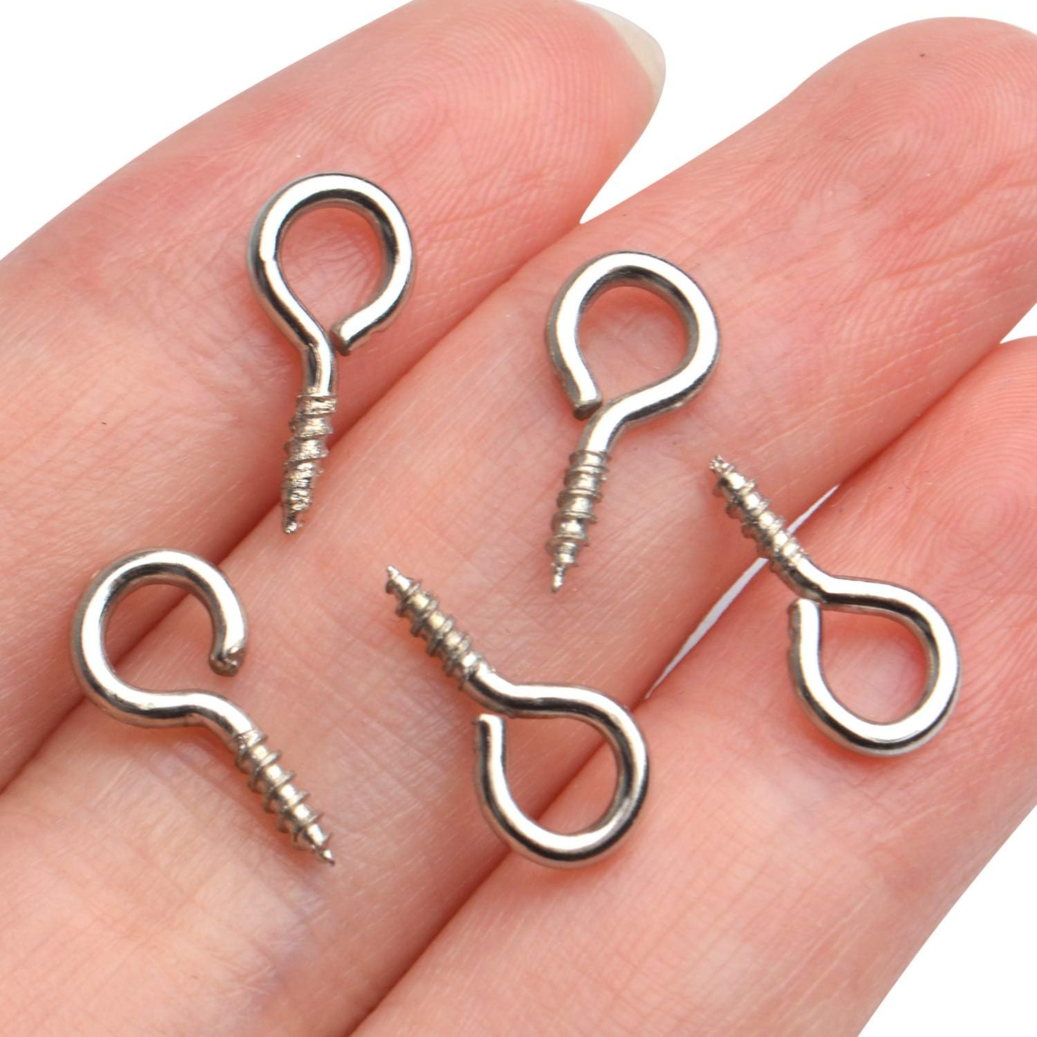 Bronagrand Small Eye Hooks,100Pcs 13X7Mm Mini Eye Pins Eye Screw Hooks Metal Eyelets Screw Eye Lags for Resin Jewelry Bead Plastic Wood image number 6