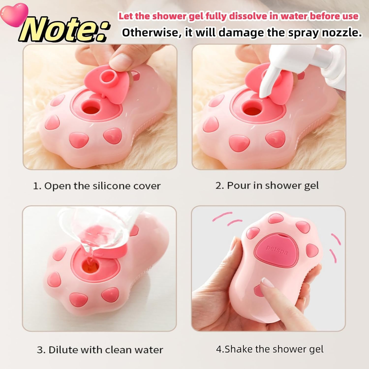 3-In-1 Steam Brush for Cats and Dogs &ndash; Upgraded Self-Cleaning Pet Grooming Brush with Silicone Bristles, Fine Mist Spray, and Massage Function for Shedding and Detangling Fur (Pink)