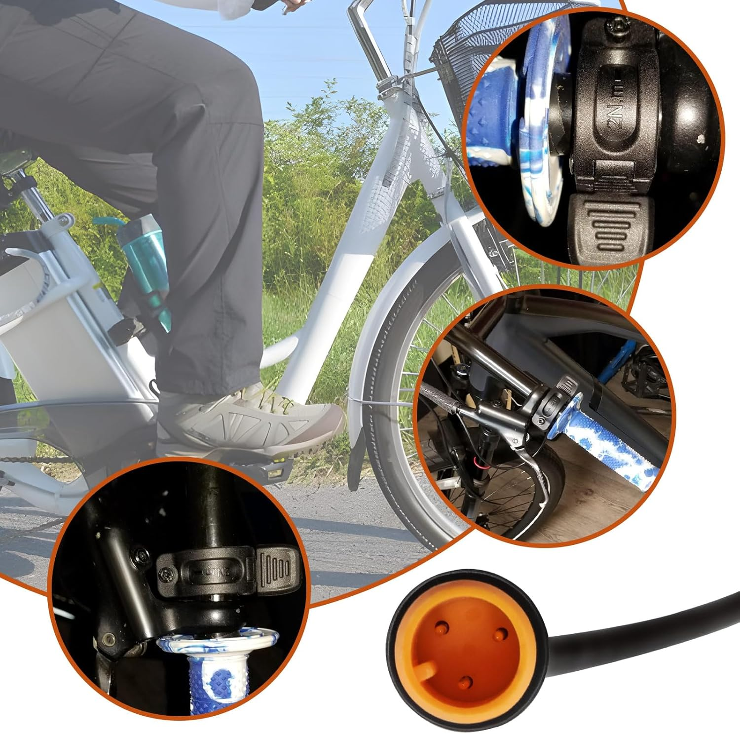 Emsea 1PC Electric Bicycle 300X Waterproof Connector Speed Control Finger Throttle Accelerator Line Length 30Cm 24V 36V 48V 60V 72V Voltage for 22Mm Handlebars image number 5