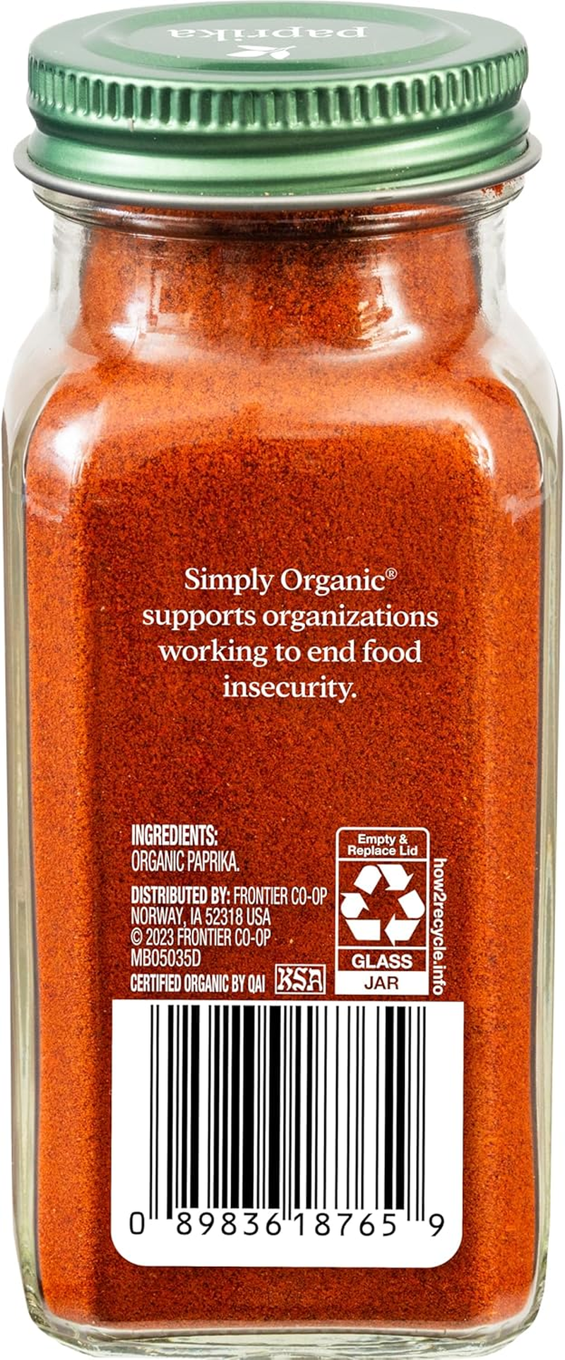 Simply Organic Ground Paprika Large Glass, 84G image number 1
