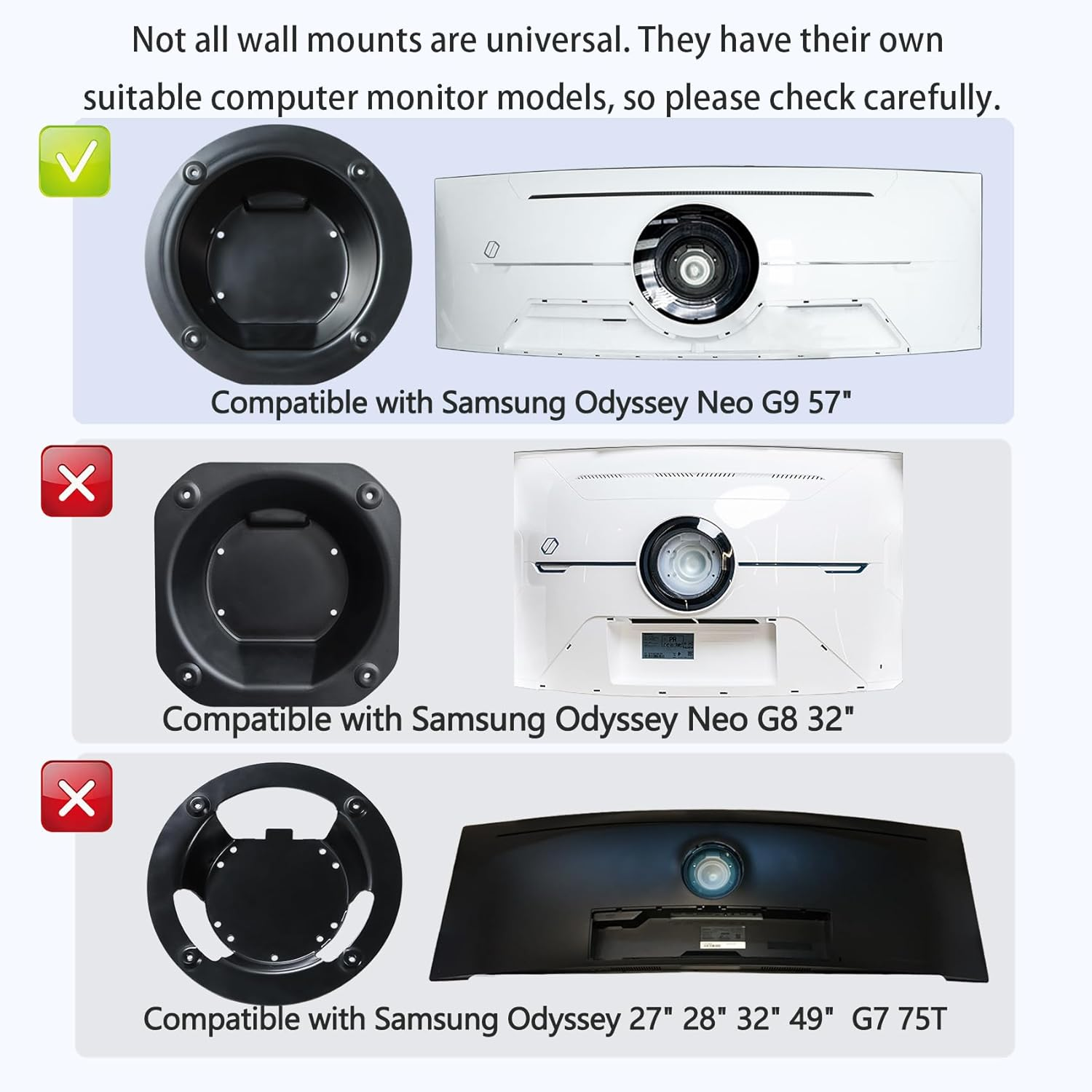 Wall Mount Adapter Bracket Compatible with Samsung Odyssey G9 57 in for Ls57Cg952Ncxxf S57CG952NC Computers Monitor Stands