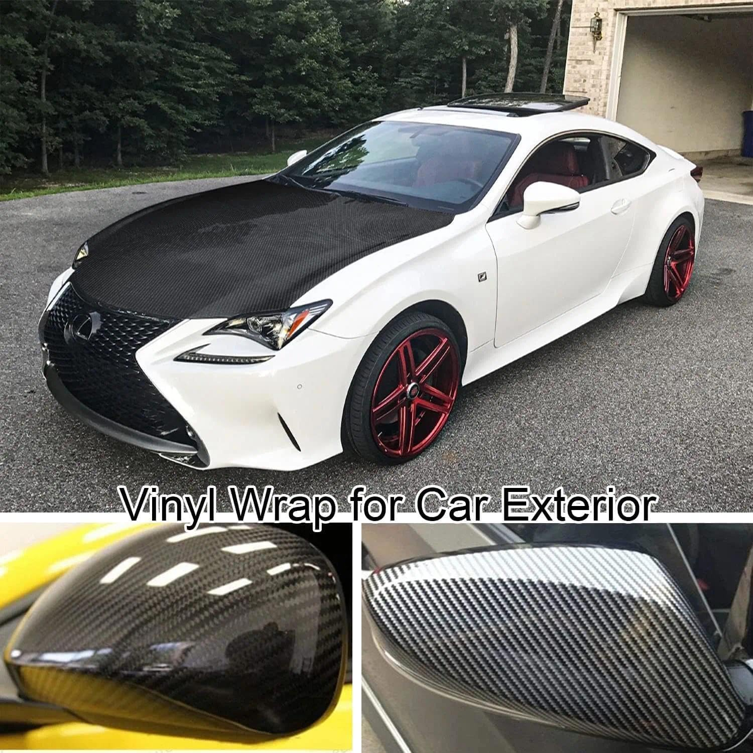 Black 6D Carbon Fiber Vinyl Wrap, Gloss Black, Uv-Resistant, Waterproof, Flexible Film for Car Detailing, Compatible with Motorcycles and Vehicles - Fengea image number 3