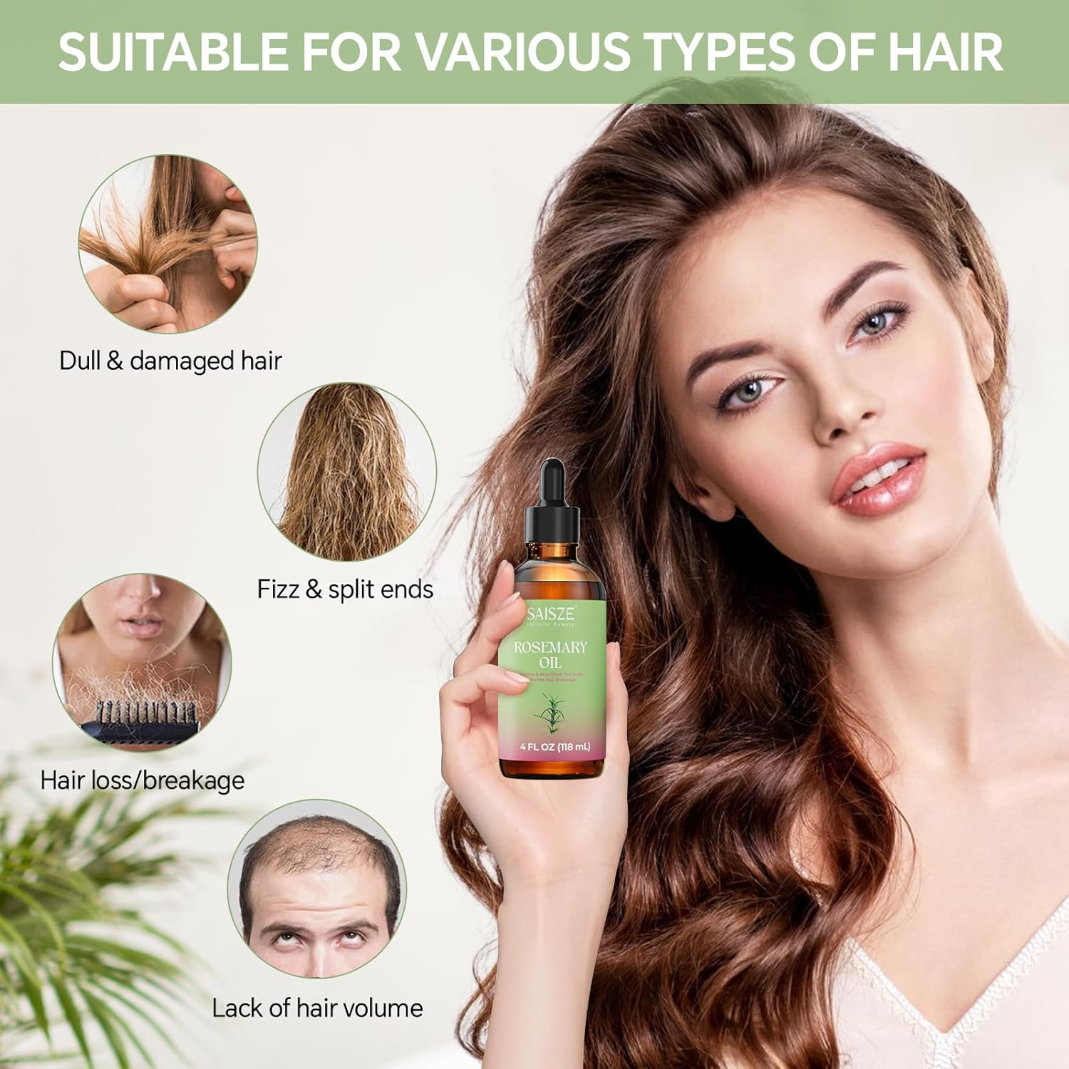 Rosemary Oil for Hair Care, Natural Rosemary Hair Oi, Nourishing and Volumizing, Hair Care for Men & Women(4 Fl.Oz) image number 5