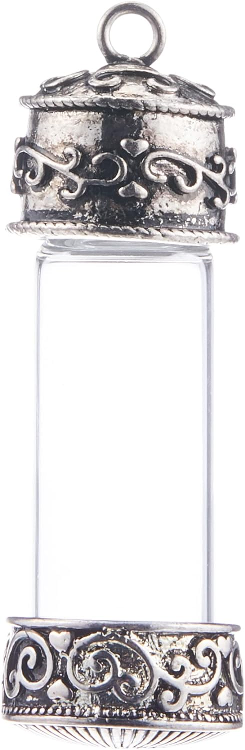 Solid Oak Steampunk Glass Pendant 1/Pkg-Large Vial, Silver image number 1