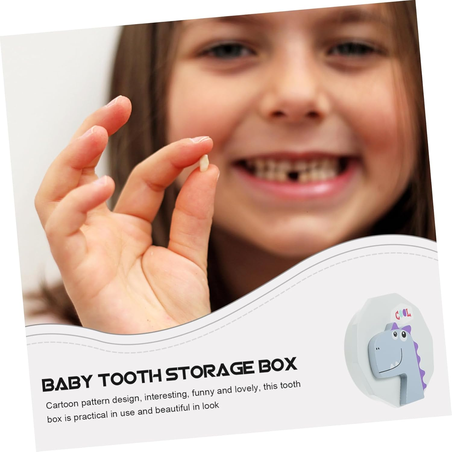 Box Wooden Tooth Keepsake Box for Cute Dinosaur Design Tooth Storage Case Present for Newborns image number 2