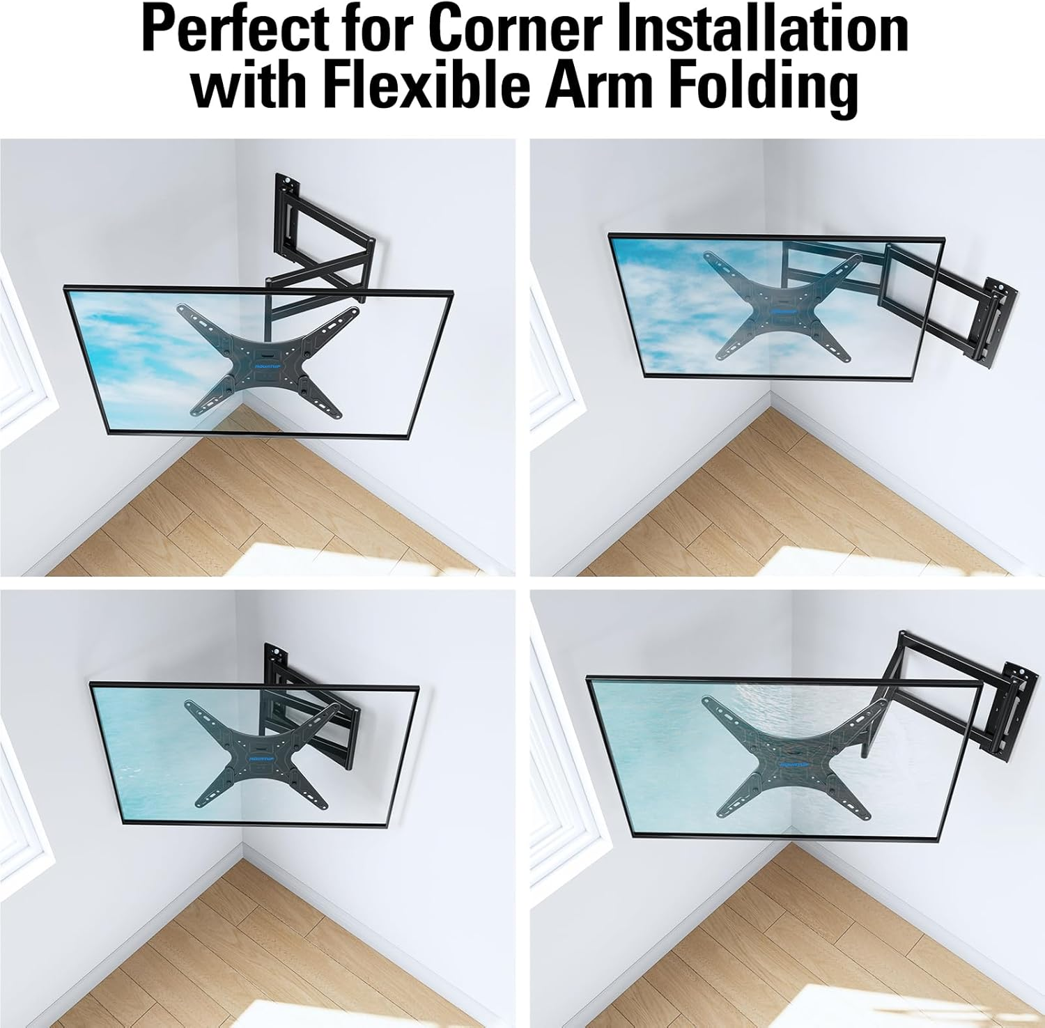 MOUNTUP Long Arm TV Wall Mount for Most 26-65 Inch Tvs, Corner TV Mount with 37.4 Inch Extension Arm, Smooth Swivel Tilt Single Stud Full Motion TV Bracket Max VESA 400X400Mm, Holds to 77 Lbs, MU0047 image number 5