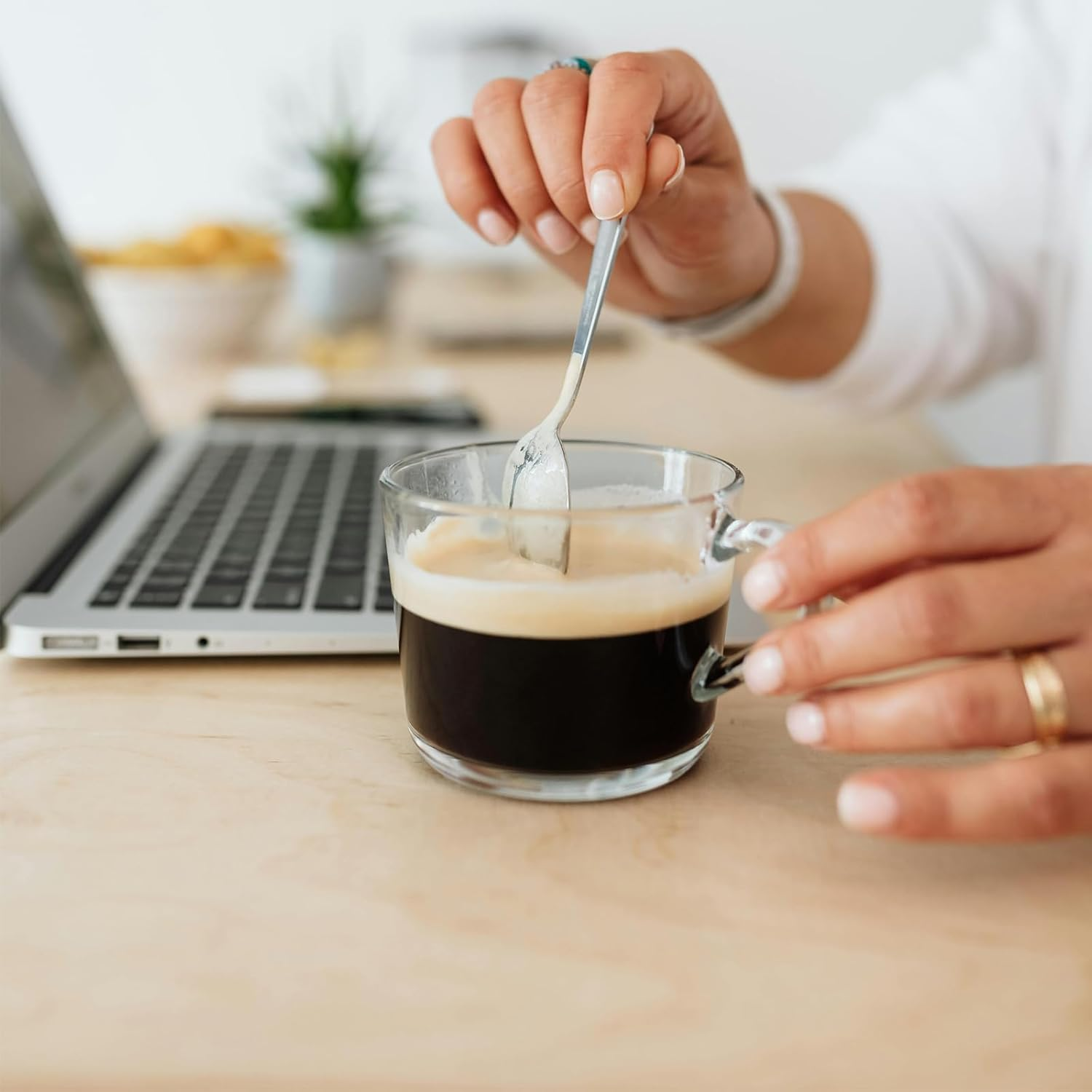 Tiokin 6 Pcs Teaspoons Set, 12Cm Coffee Spoons, Espresso Spoons, Stainless Steel Small Spoons Set for Coffee, Tea, Dessert, Appetizer, Ice Cream, Dishwasher Safe Use for Home, Cafe image number 1