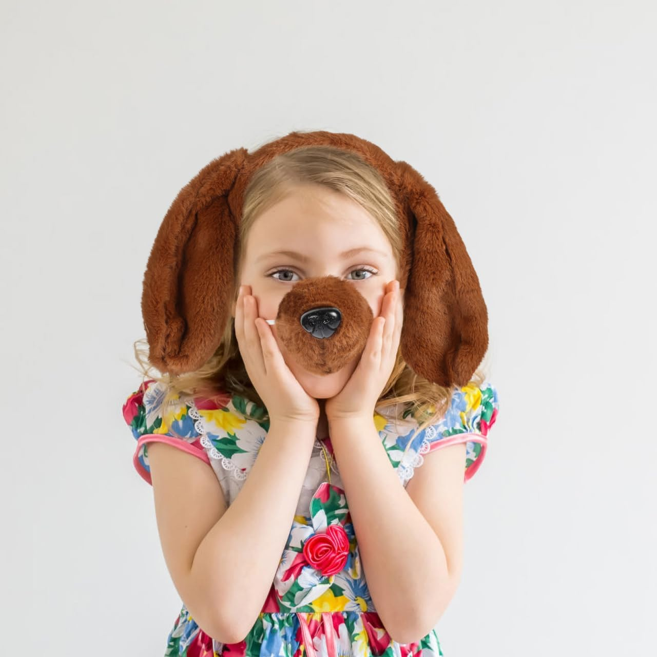 Alasum Puppy Dog Costume Kit with Animal Ears Headband Bowtie Fake Nose Tail Lightweight Pet Cosplay Set for Party Dress up and Festival Celebration image number 2