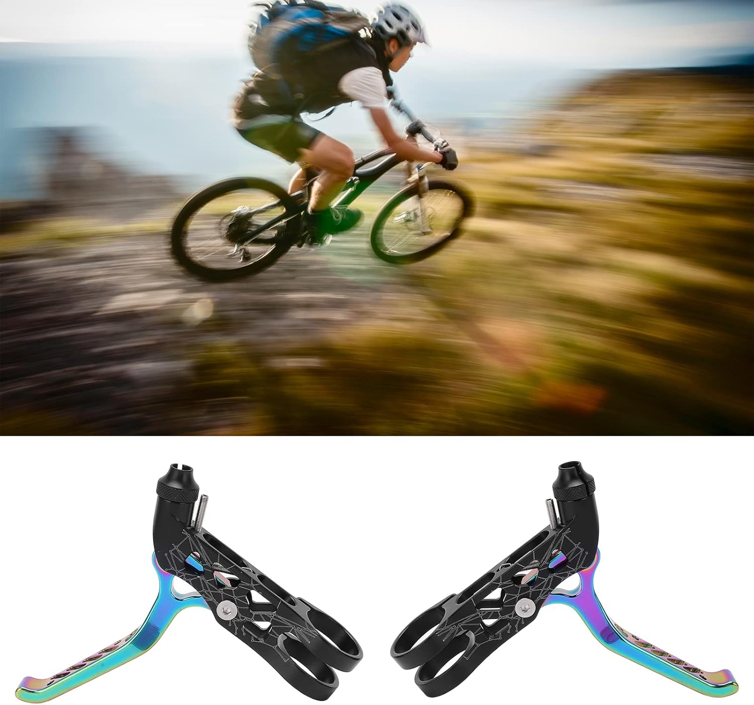 1 Pair Aluminium Alloy Cycling Hand Brakes Levers, 2.2 Cm Diameter Handle Brake Clutch Levers for Brompton 3Sixty Mountain Cycle (Multi Color) image number 3
