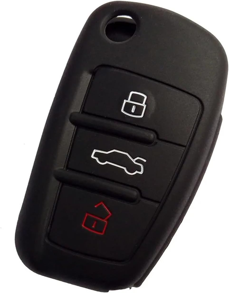 Yurefax Silicone Car Key Cover Fold Flip Remote Keychain Case Fob, for , A1 A3 A4 A5 A6 A7 A8 R8 Tt S5 S6 S7 S8 Sq5 Q5 Q7 Rs5 Car Rubber Key Case Cover(Black) image number 6