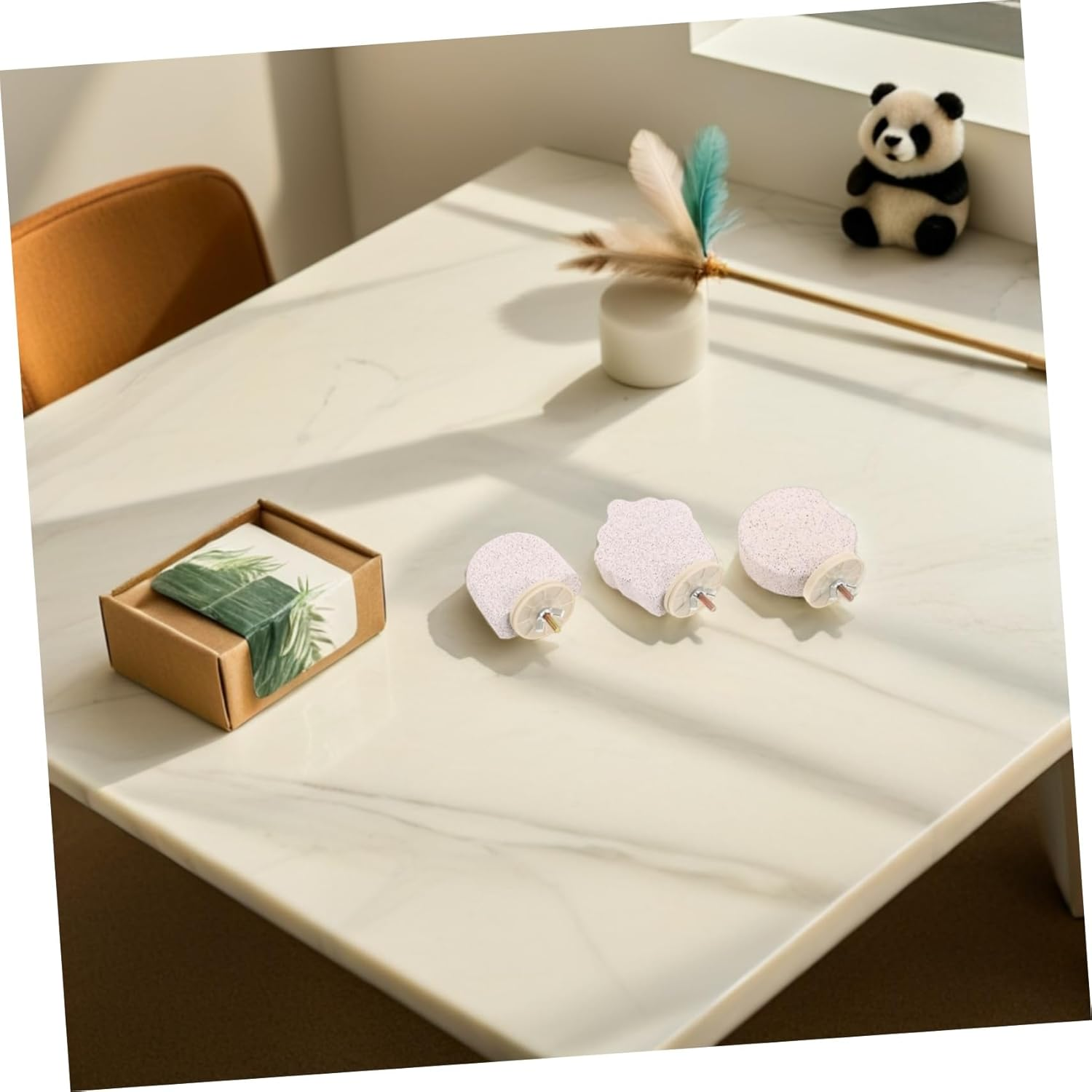 Sosoport 3Pcs Bird Beak Grinding Stone Natural Pumice Bird Parrot Cage Perch Stand Platform Foot Claws Trimmer Toys for Budgies Parakeets Cockatiels Conures image number 4